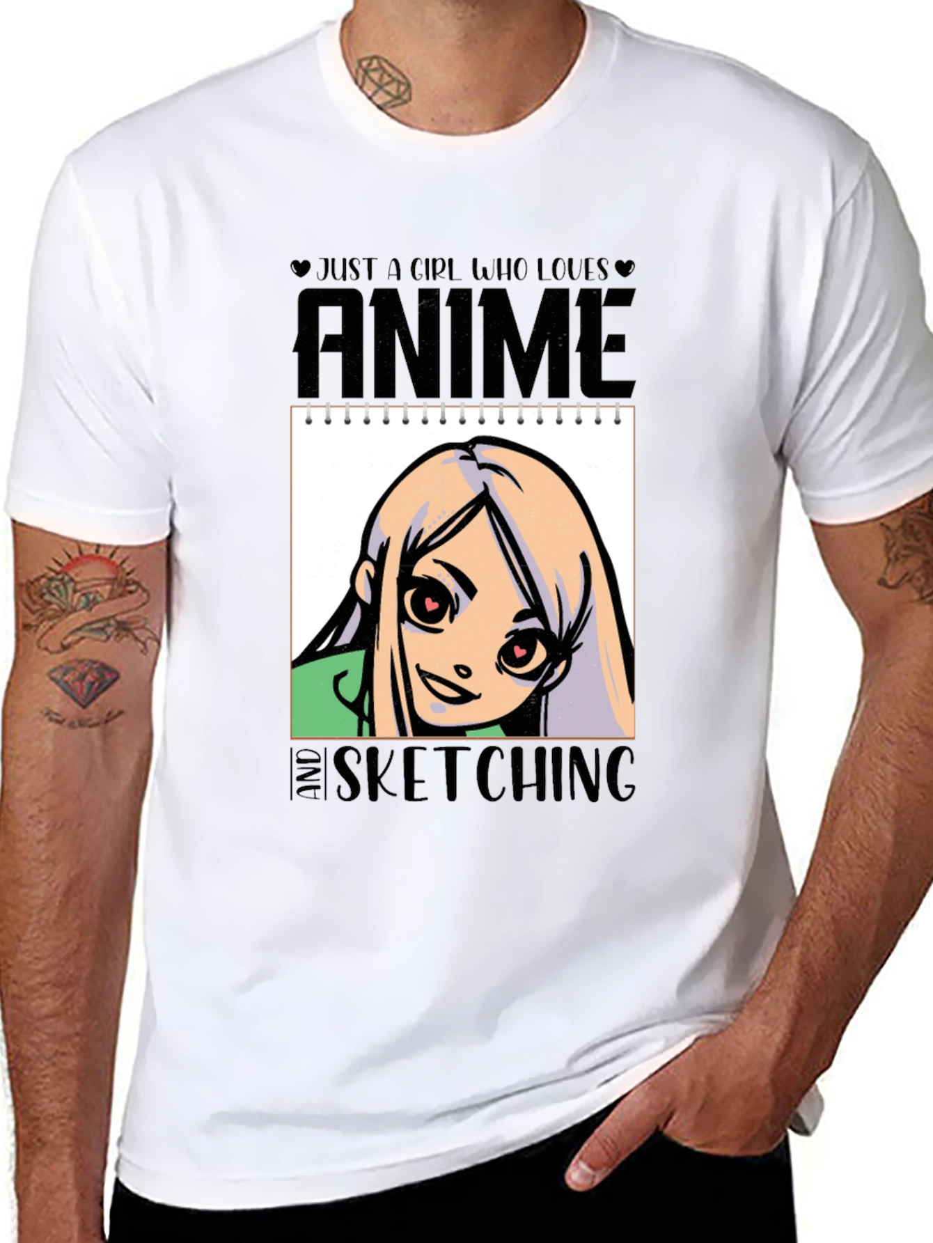 Black Anime and Sketching Girl's T-Shirt view 8