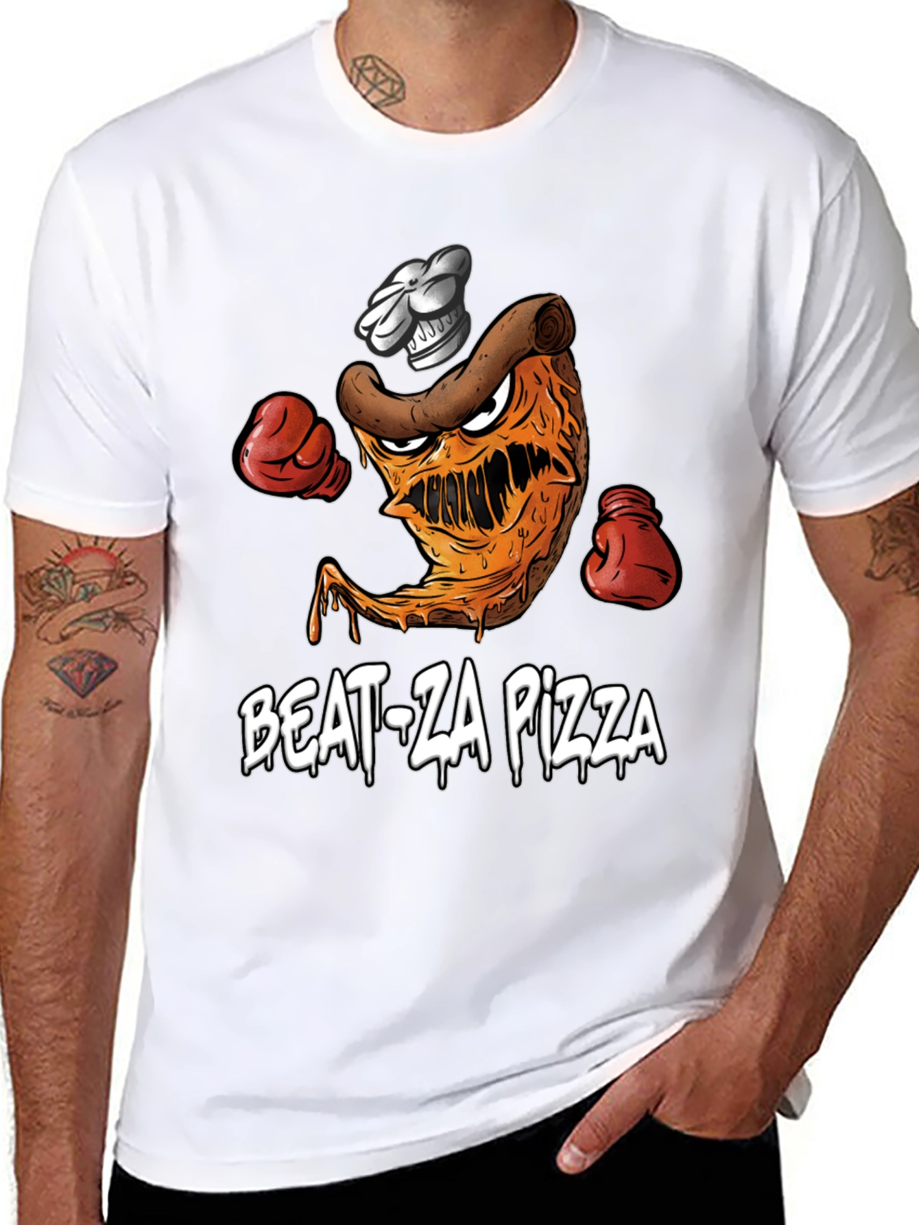 Black Beat-Za Pizza Graphic T-Shirt view 8