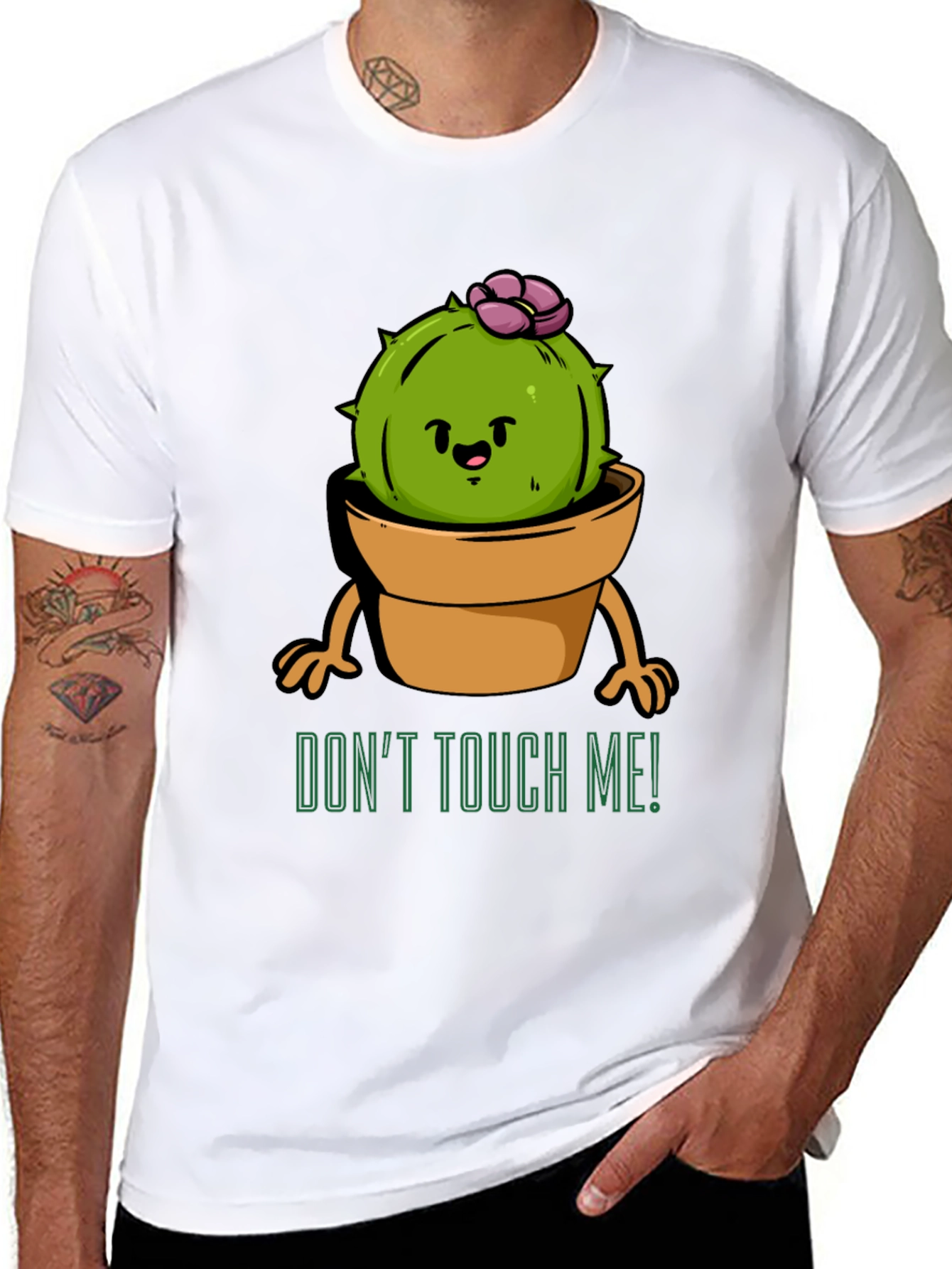 Black Cute Cactus Graphic Tee - Don't Touch Me! view 8