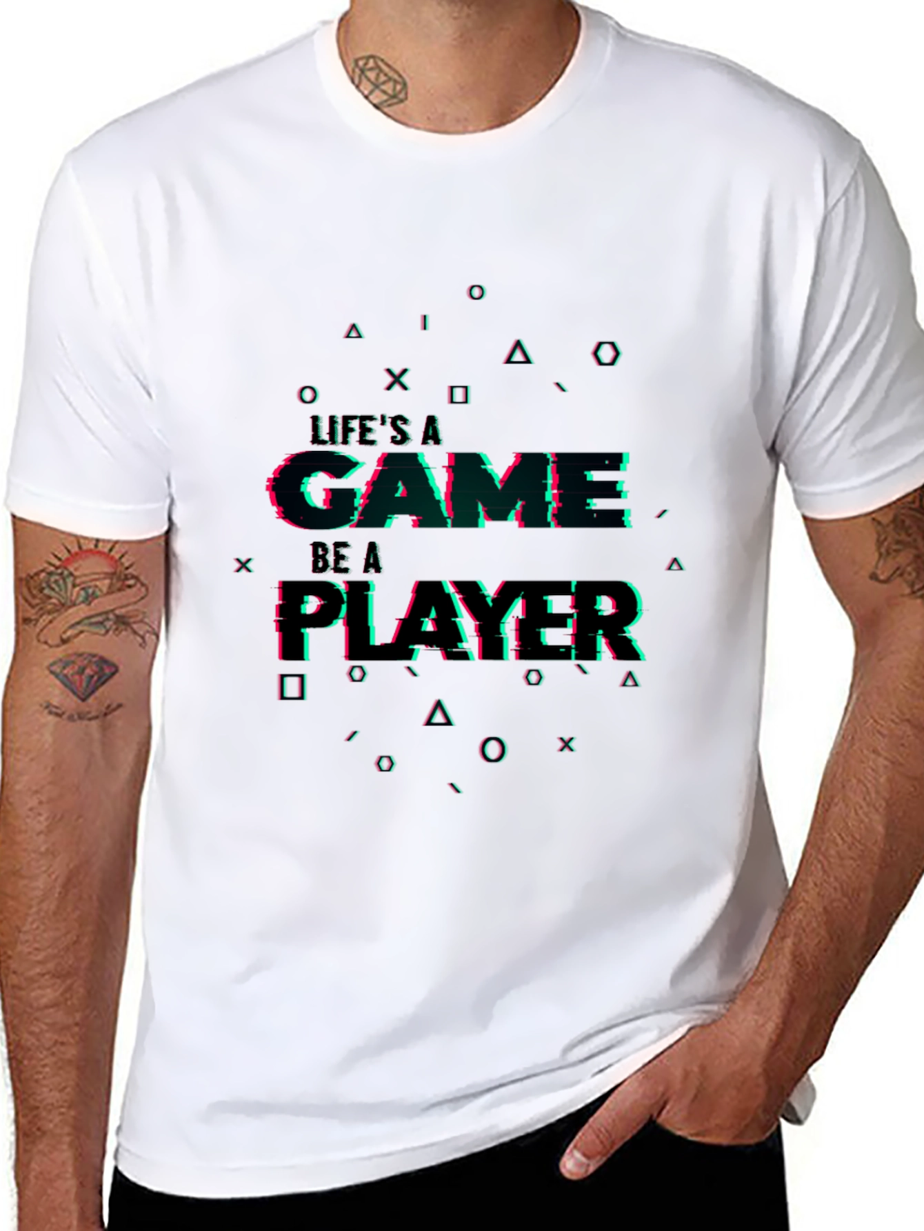 Black Life's a Game Player T-Shirt view 8