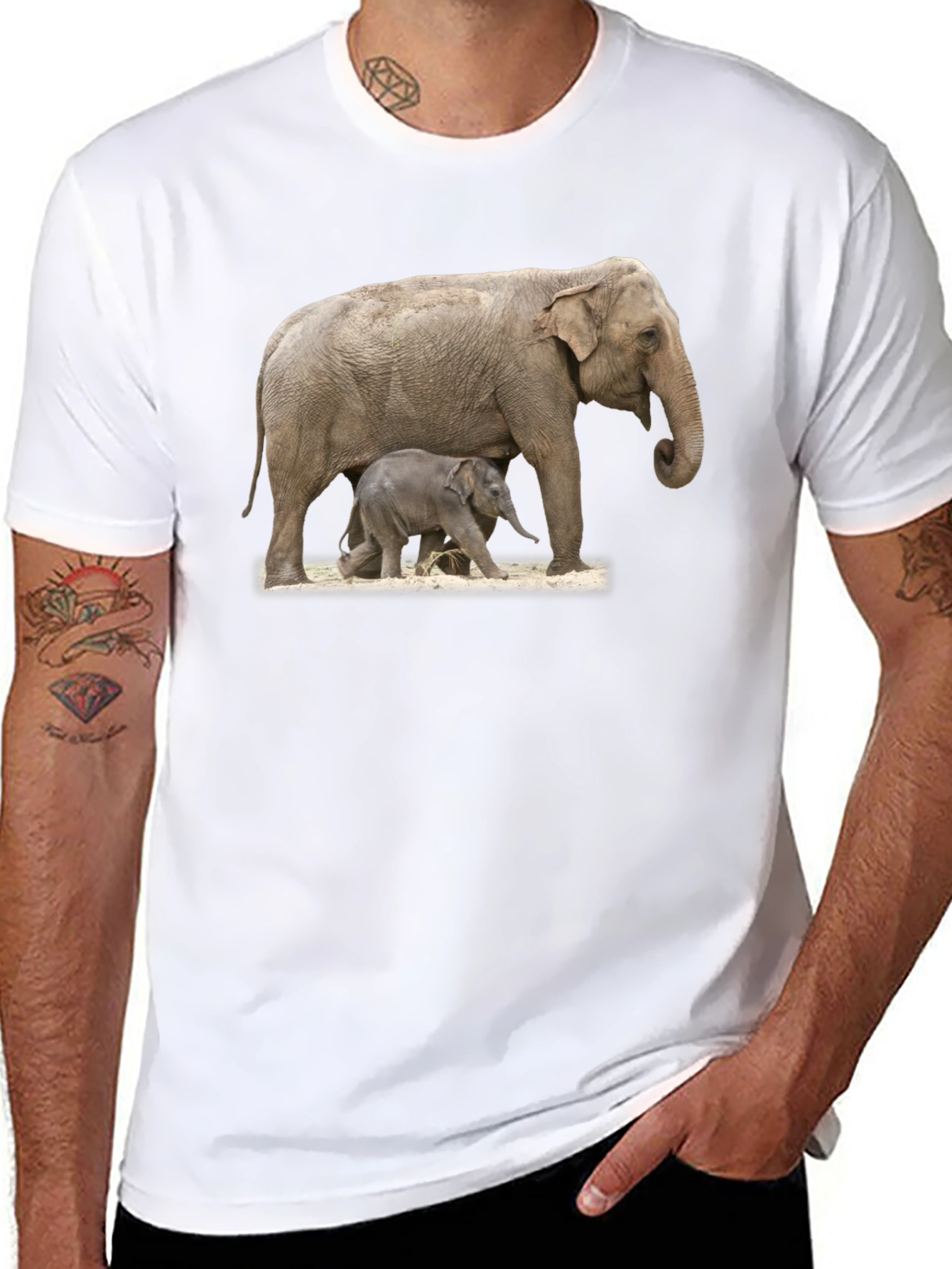 Black Elephant Family Graphic Tee view 8