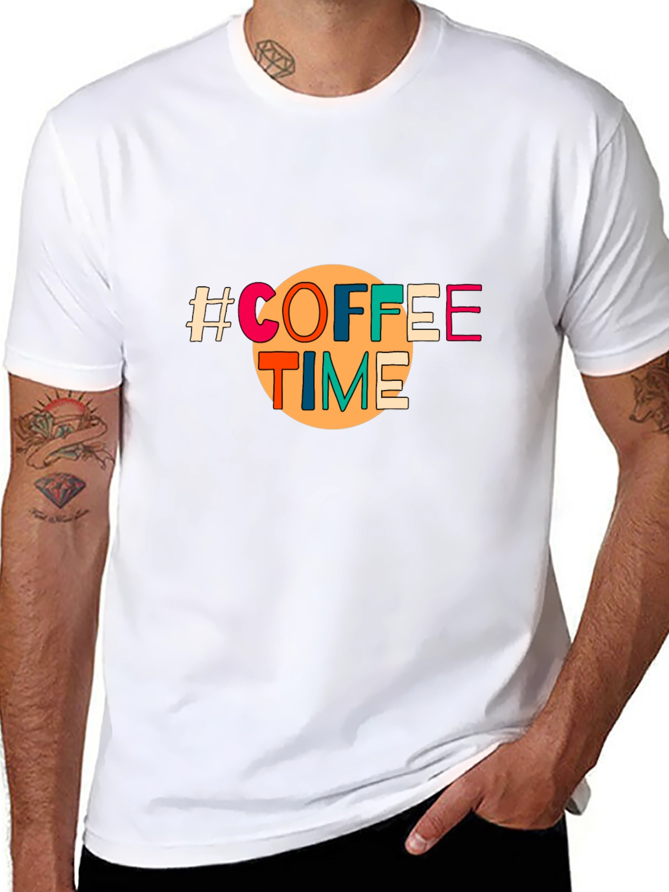 Black Coffee Time Graphic Tee - Unisex Black T-Shirt view 8