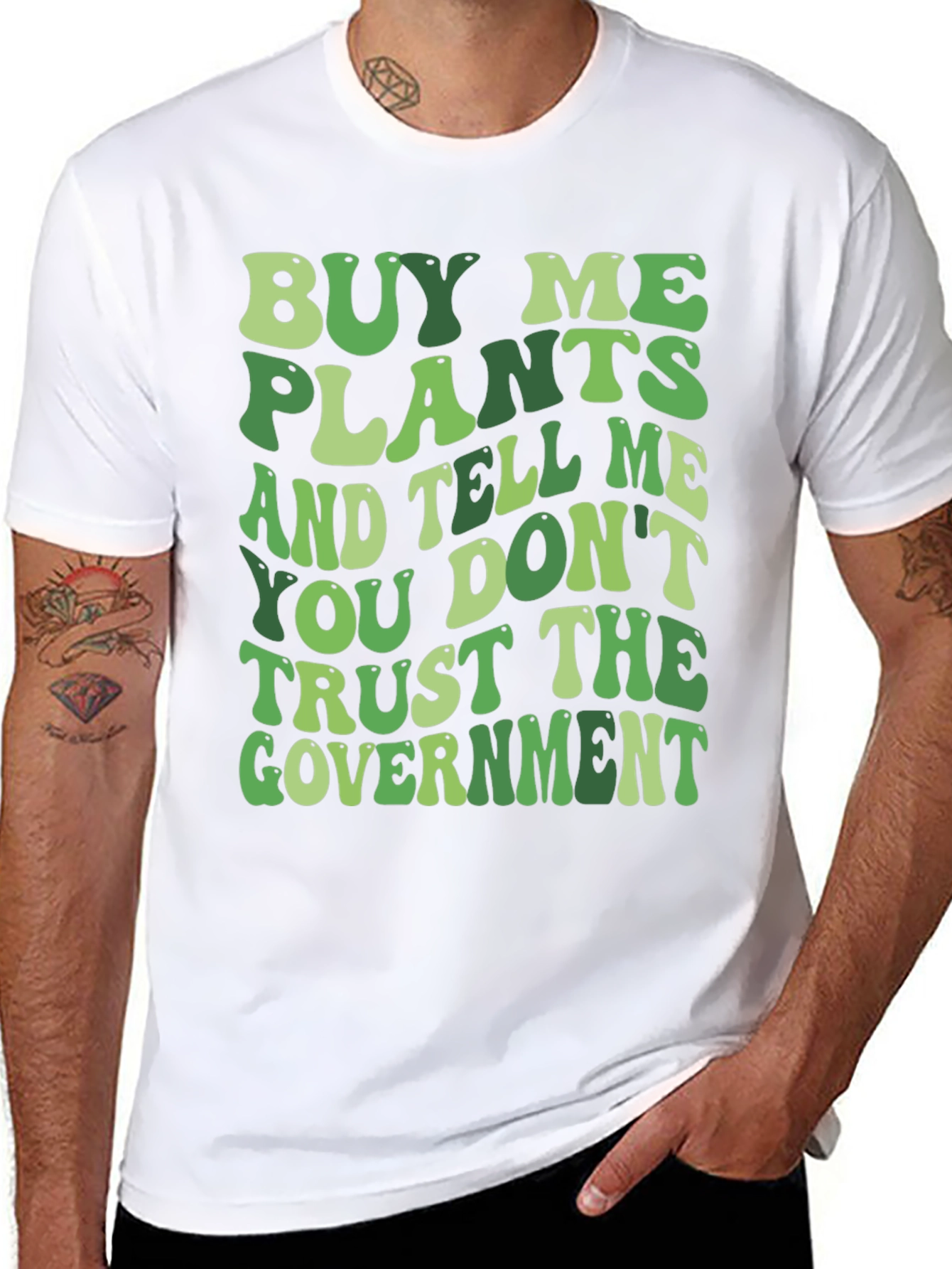 Black Buy Me Plants Funny Graphic Tee view 8