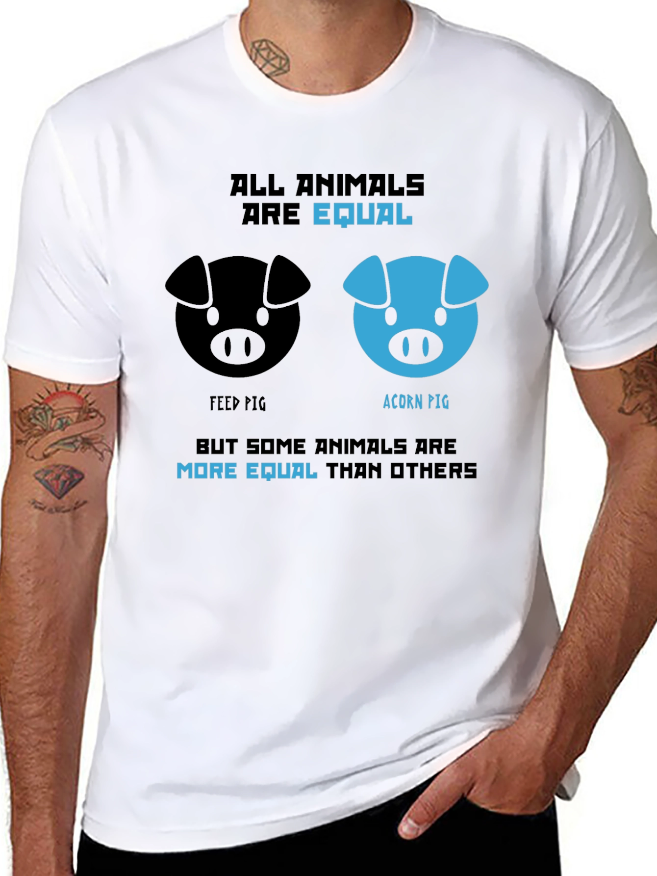 Black All Animals Are Equal T-Shirt view 8