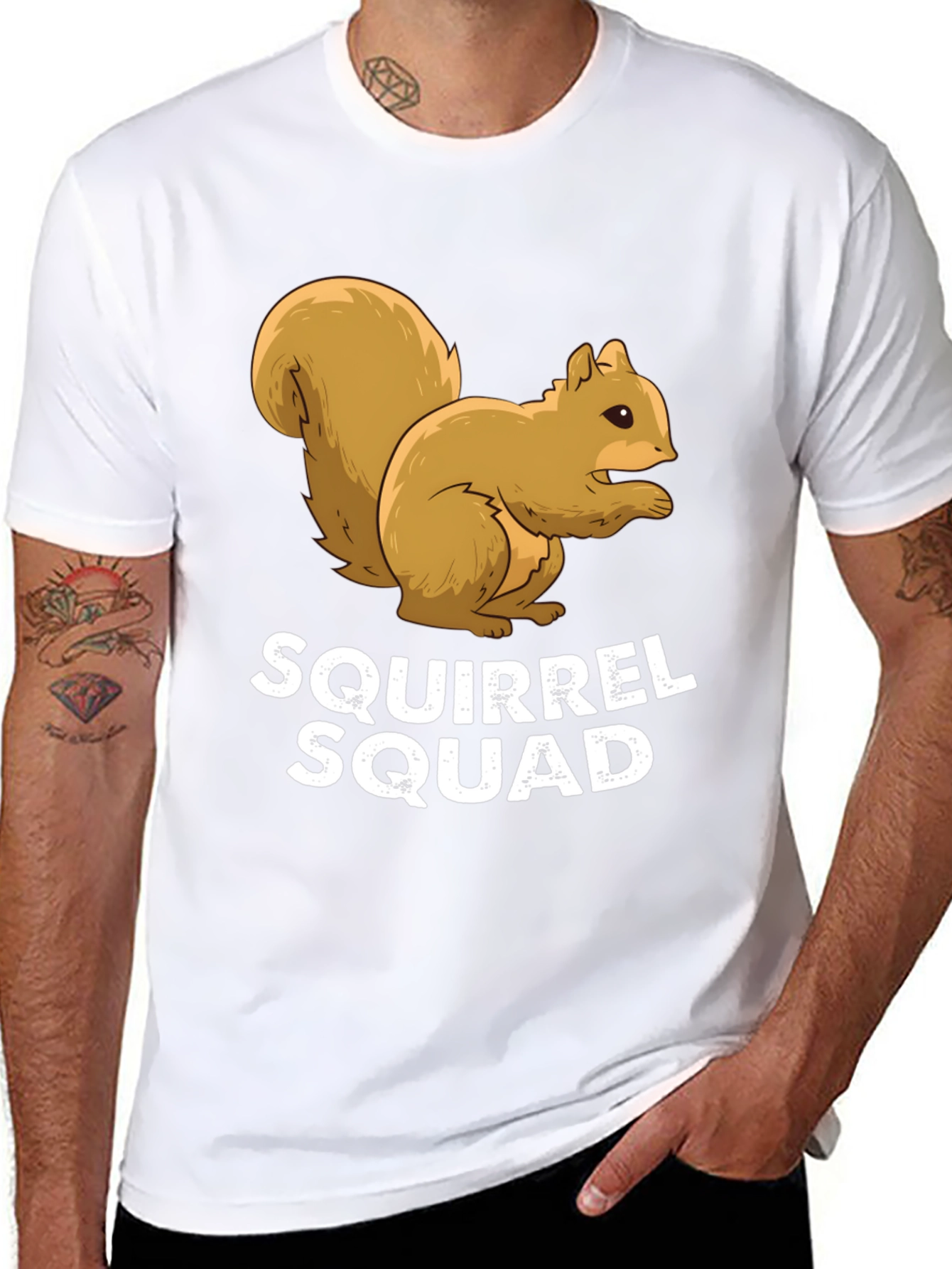 Black Squirrel Squad Graphic Tee - Black Crew Neck Shirt view 8