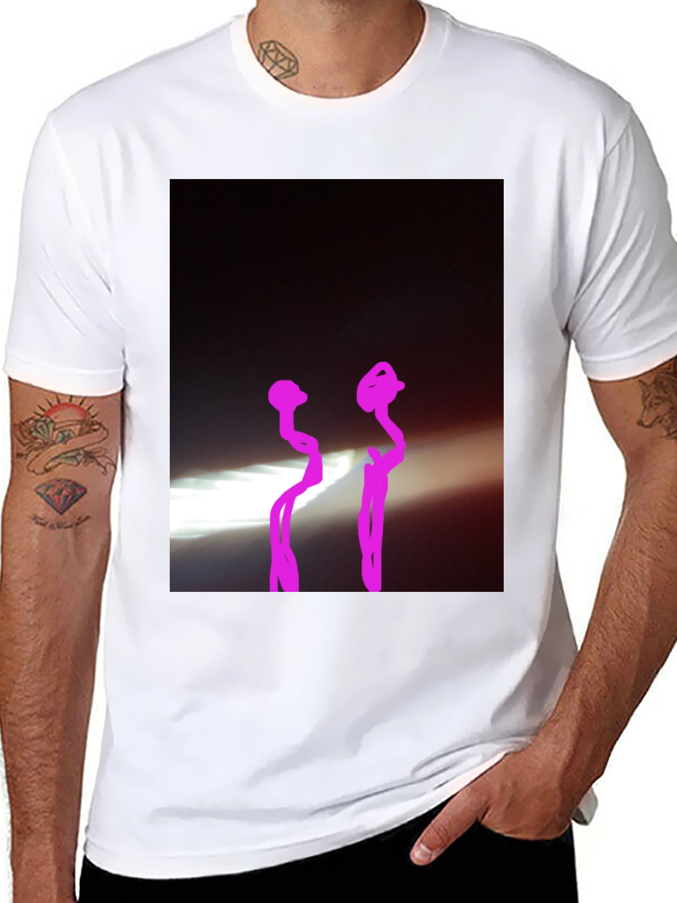 Black Black Graphic Tee with Abstract Design view 8