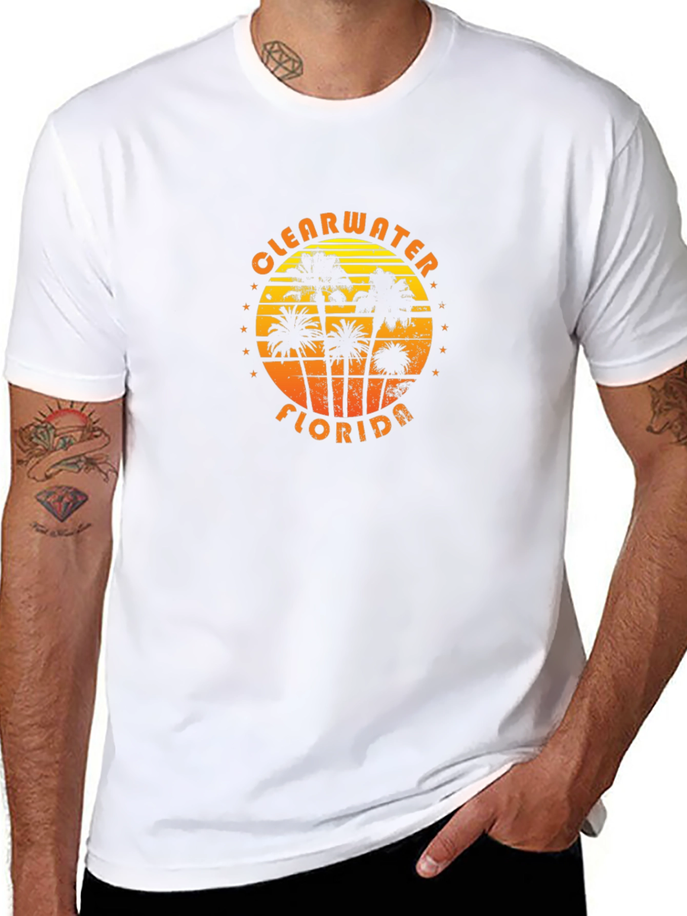 Clearwater Florida Palm Tree Sunset T-Shirt - 8