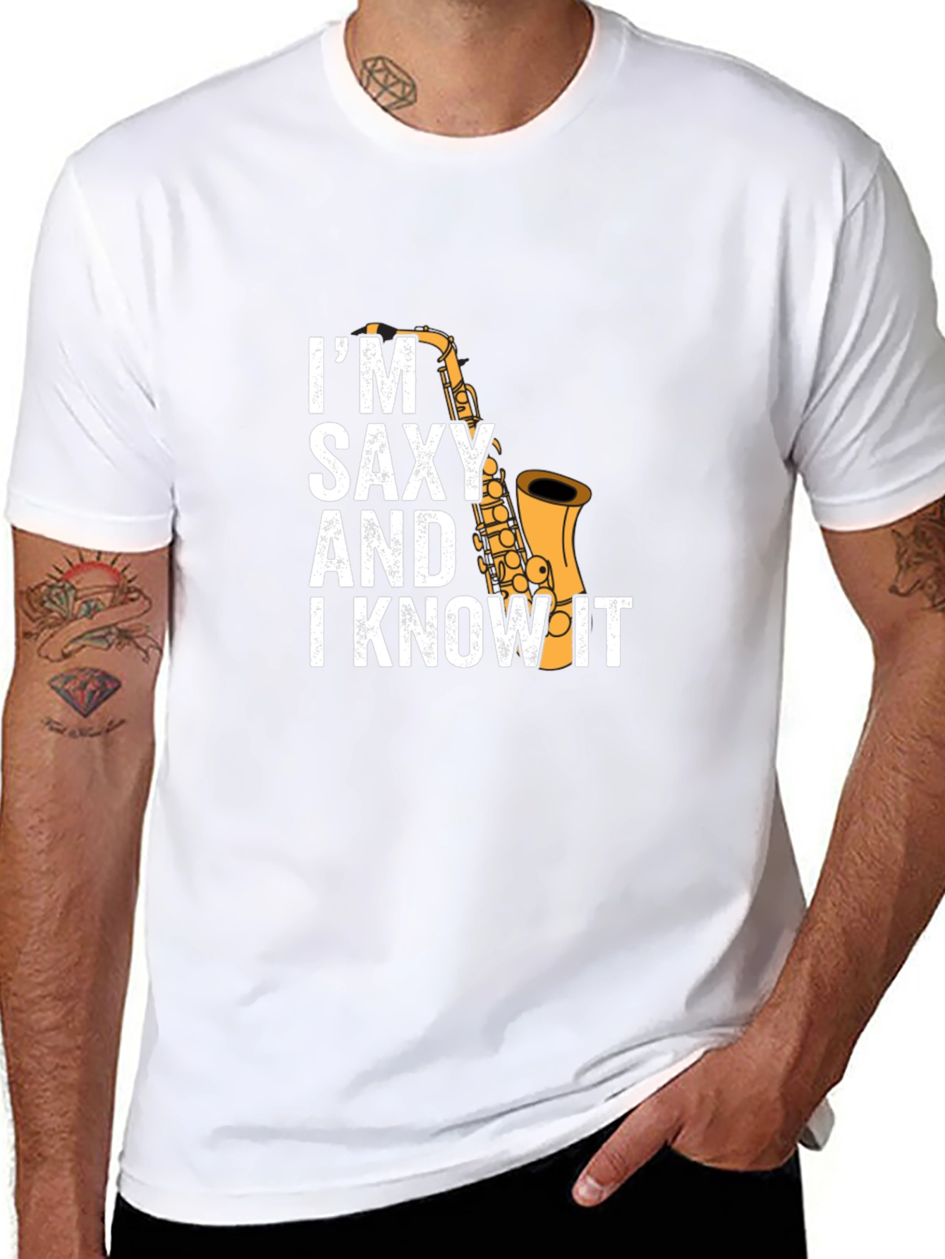 Black I'm Saxy and I Know It T-Shirt view 8