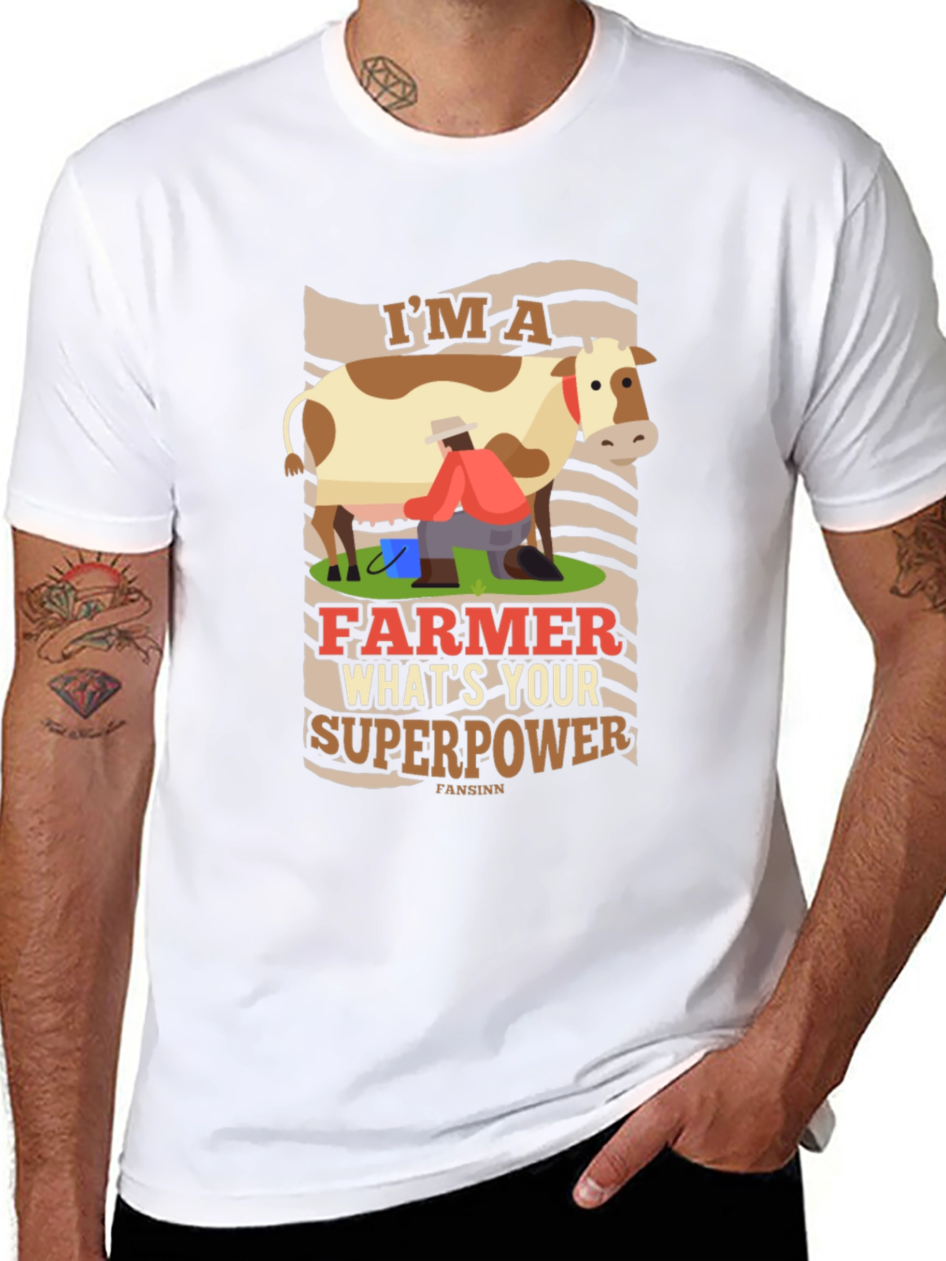 Black I'm A Farmer What's Your Superpower T-Shirt view 8