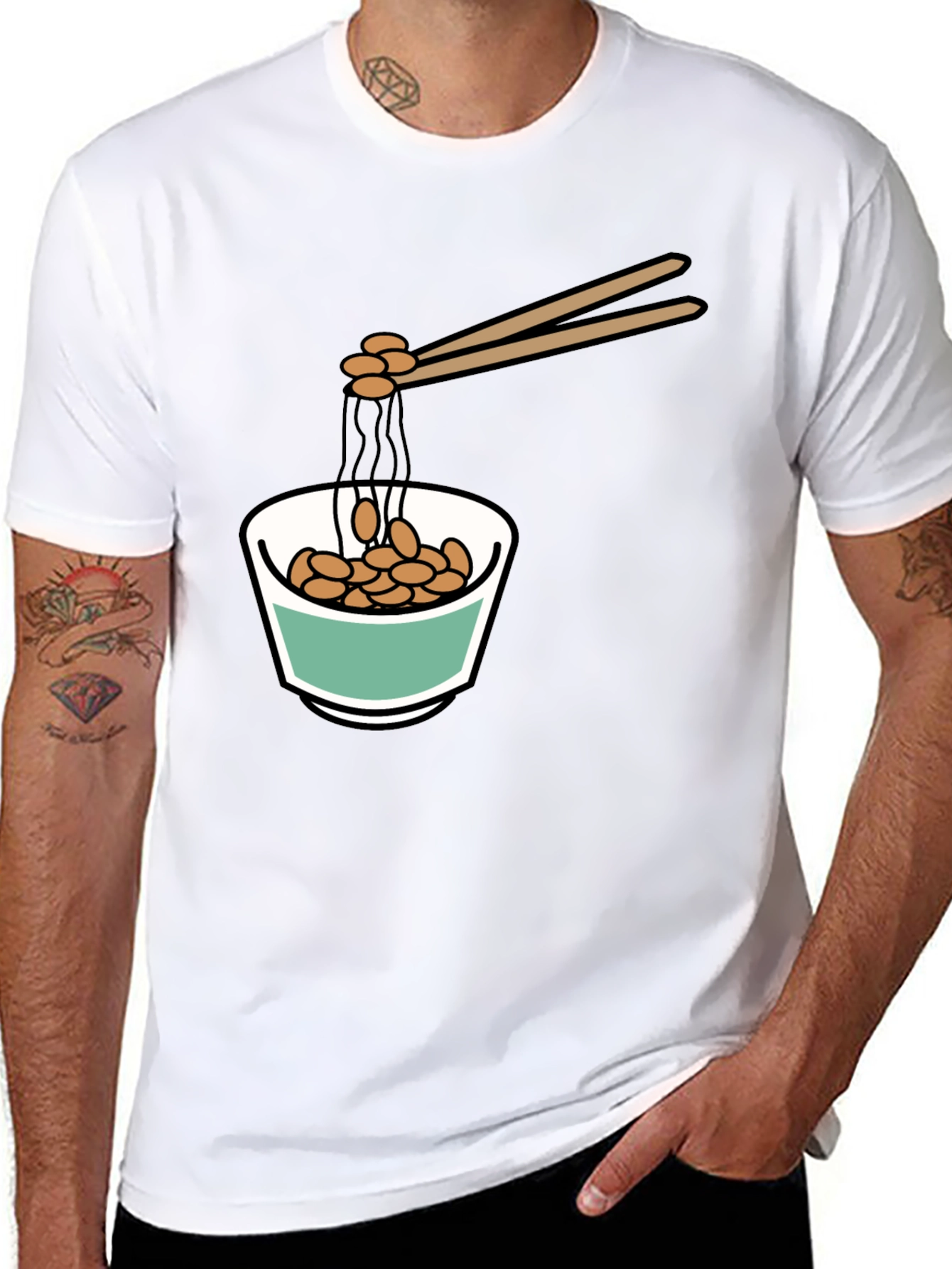 Black Natto Bowl Graphic Tee - Funny Foodie Shirt view 8