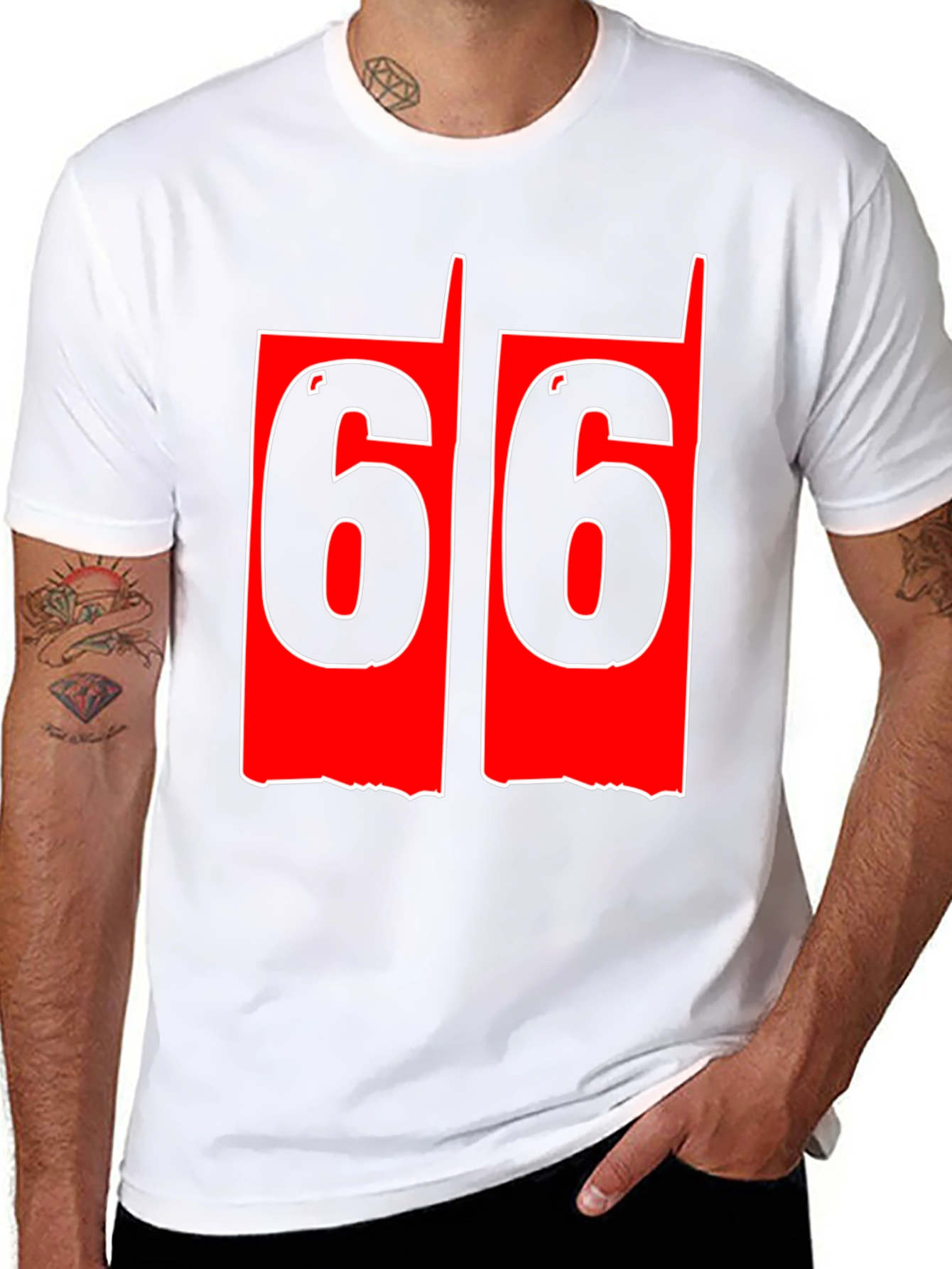 Black Men's 66 Graphic Tee - Bold Number Print view 8