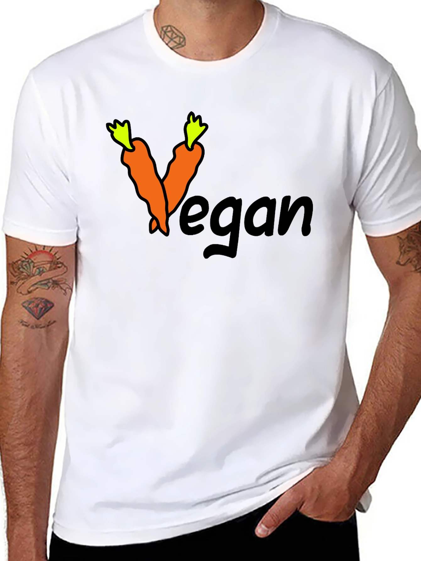 Black Vegan Carrot Graphic Black T-Shirt view 8