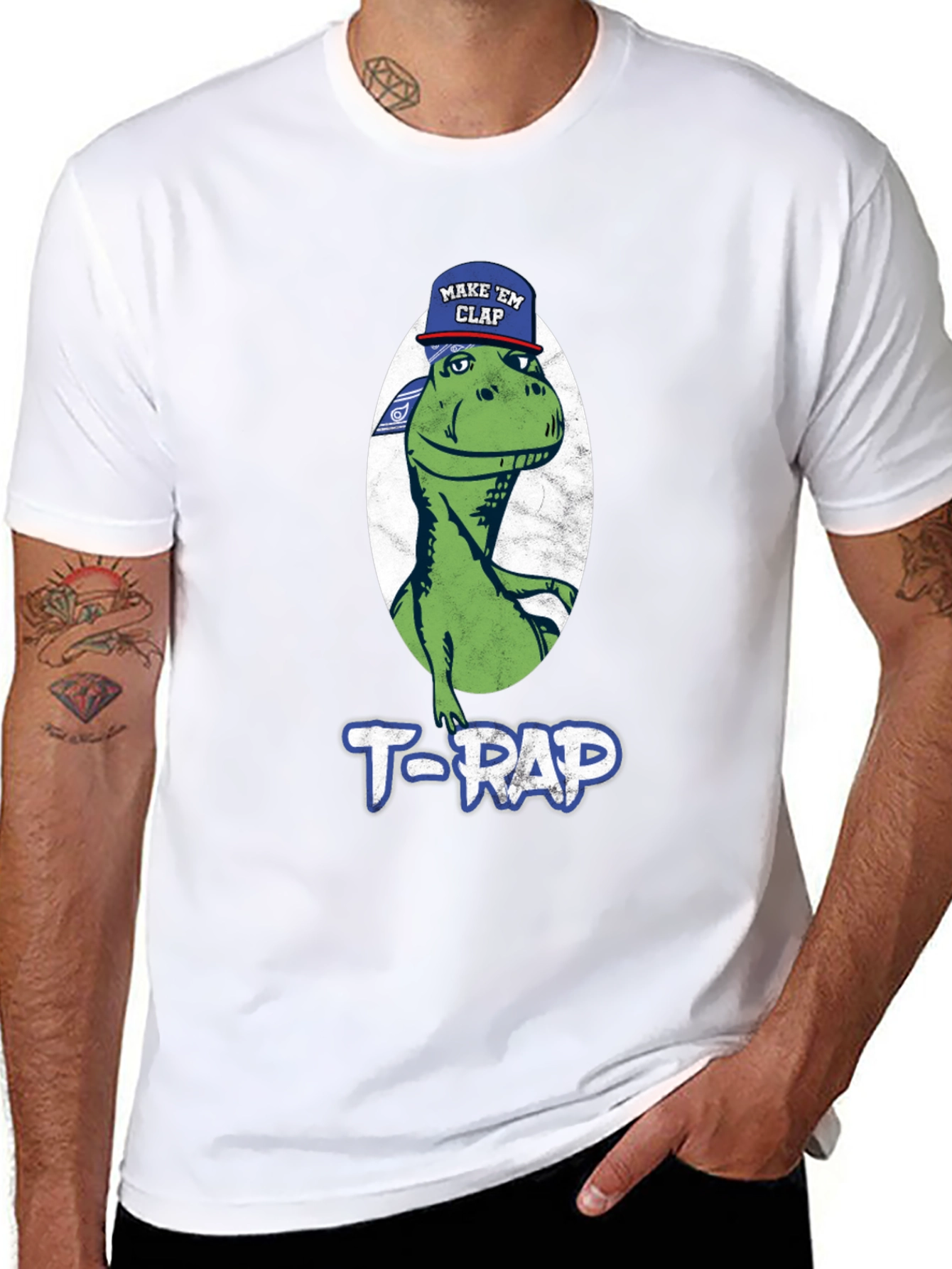 Black T-RAP Dinosaur Graphic Tee - Make 'em Clap view 8