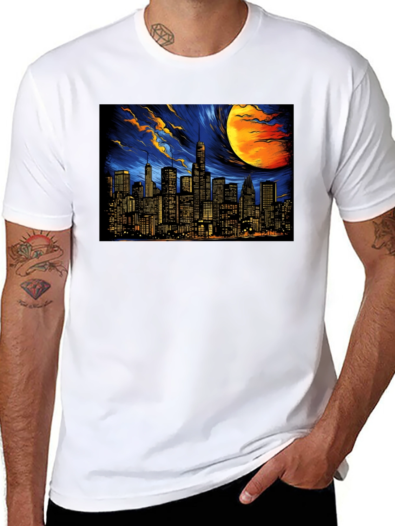 Black Cityscape Graphic Tee - Dark Sky Edition view 8