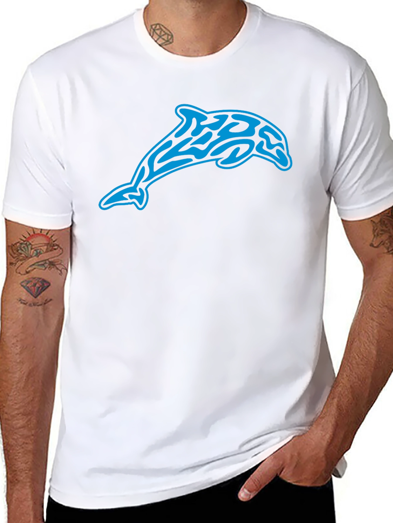 Black Tribal Dolphin Graphic Black T-Shirt view 8