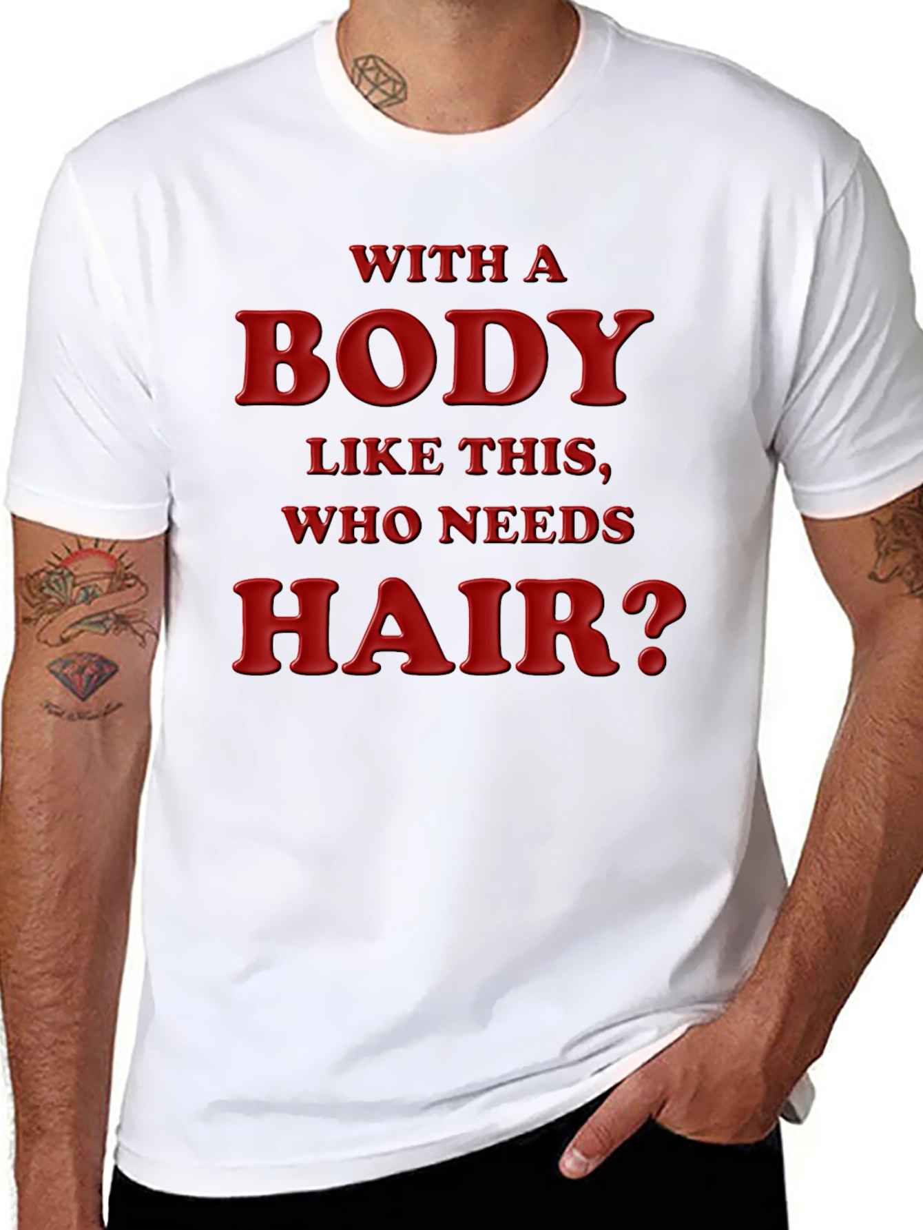 Black Humorous Baldness Acceptance T-Shirt view 8