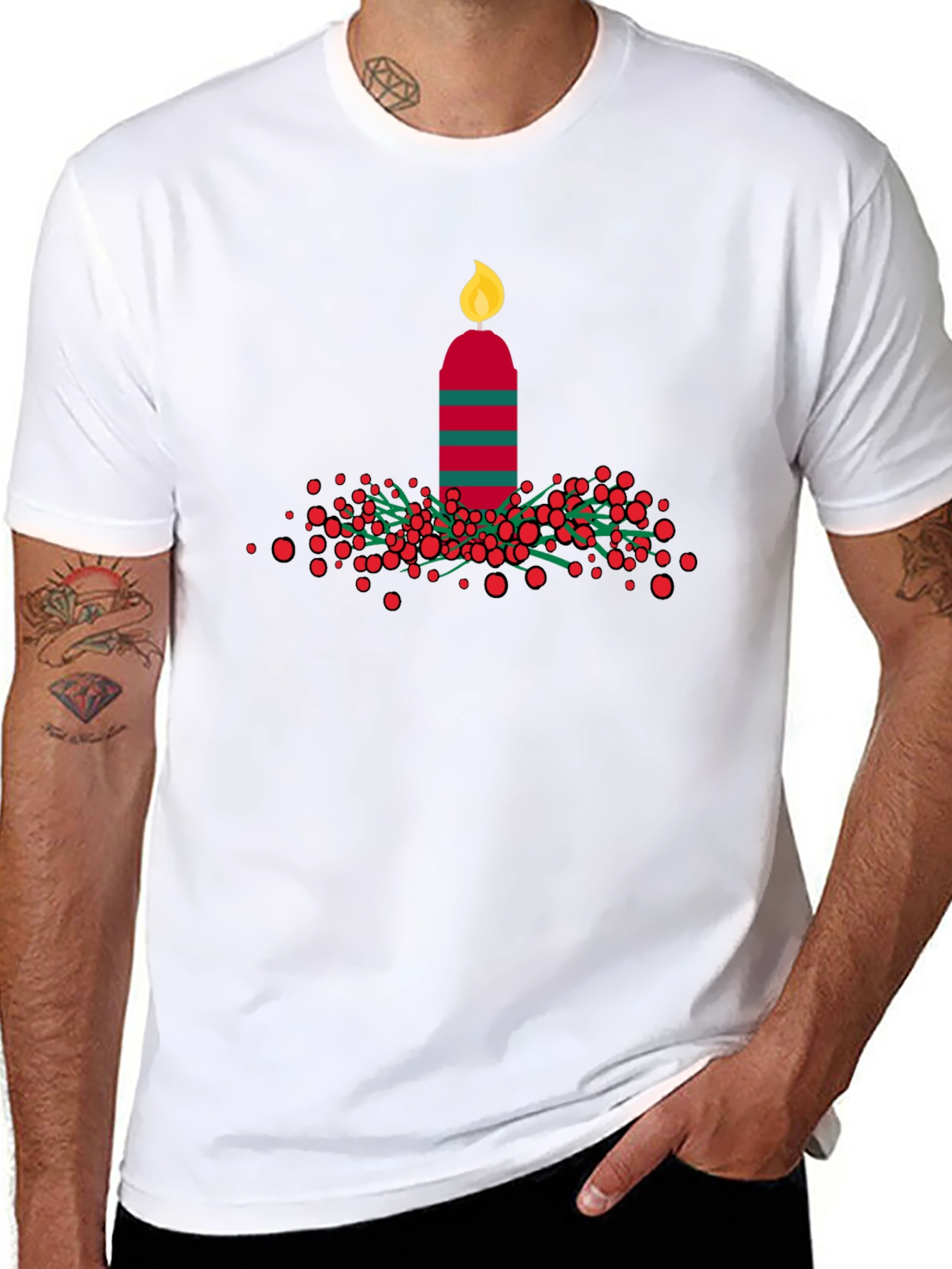 Festive Holiday Candle T-Shirt - 8