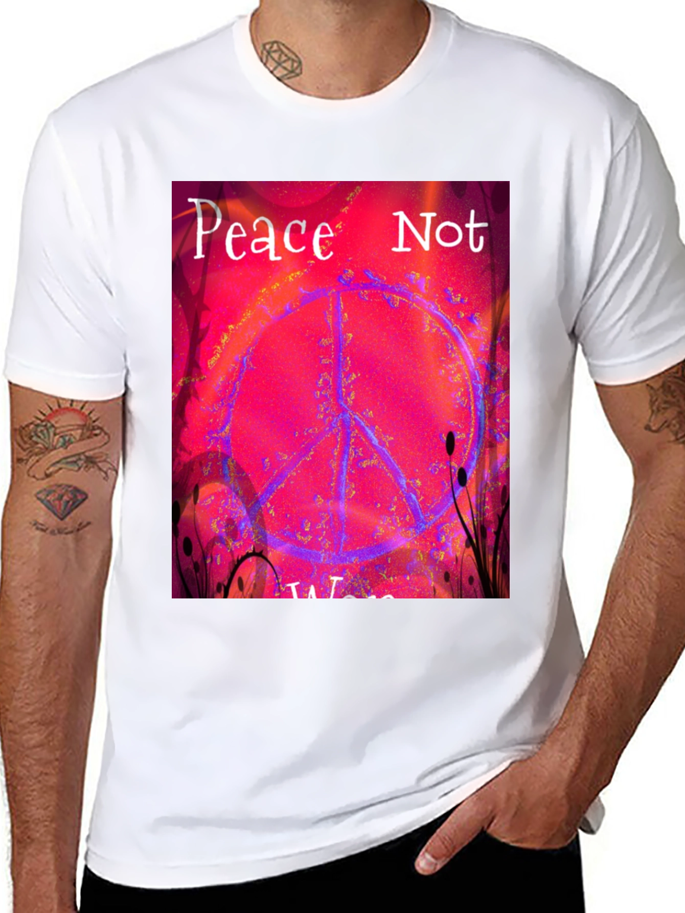 Black Peace Not War Graphic Tee view 8