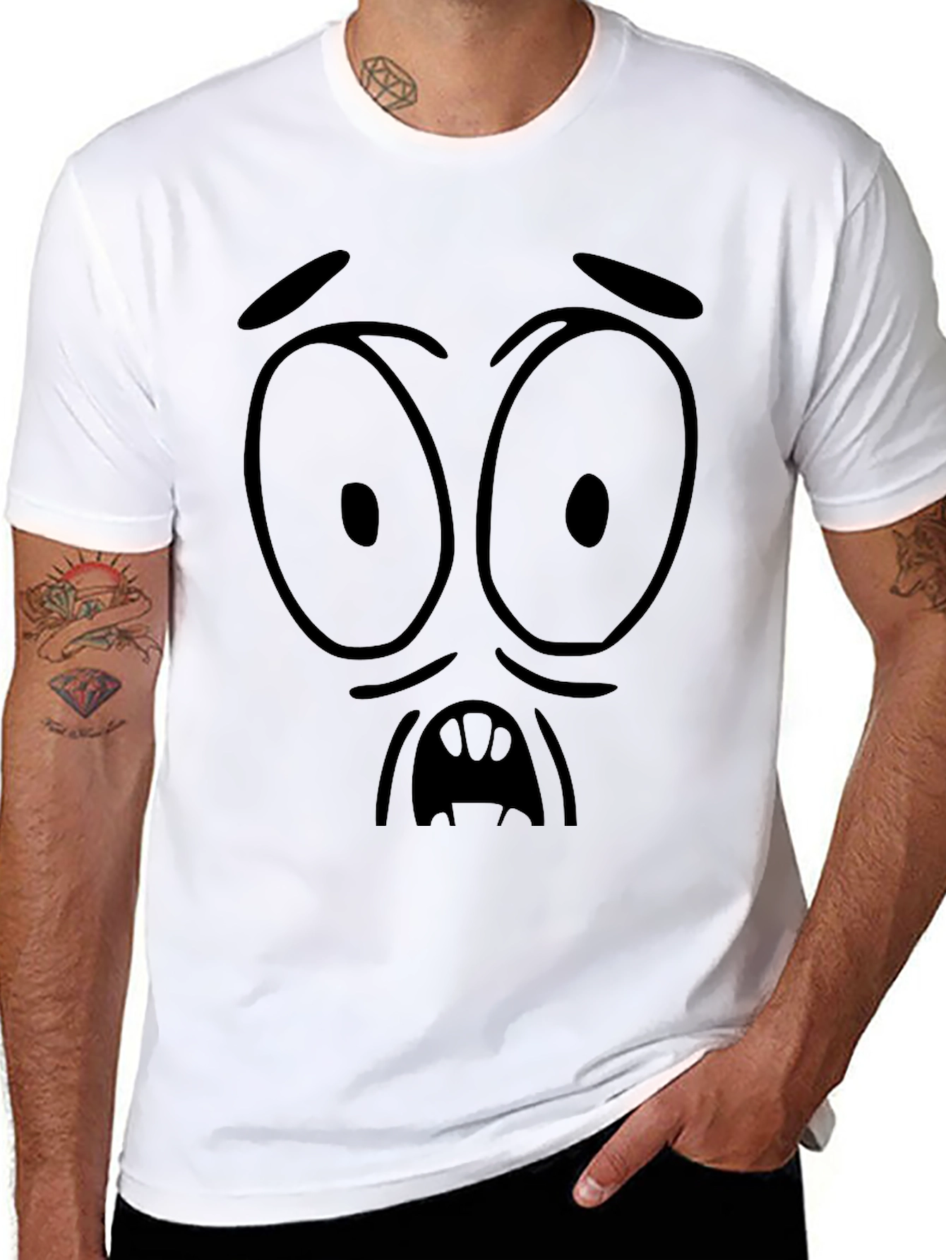 Black Cartoon Expression Black T-Shirt view 8