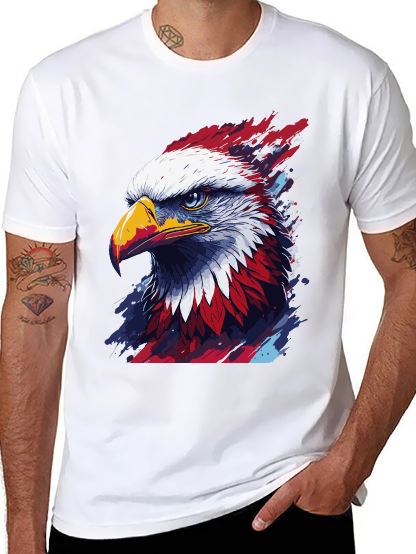 Black Patriotic Eagle Graphic Tee - Men's Black T-Shirt view 8