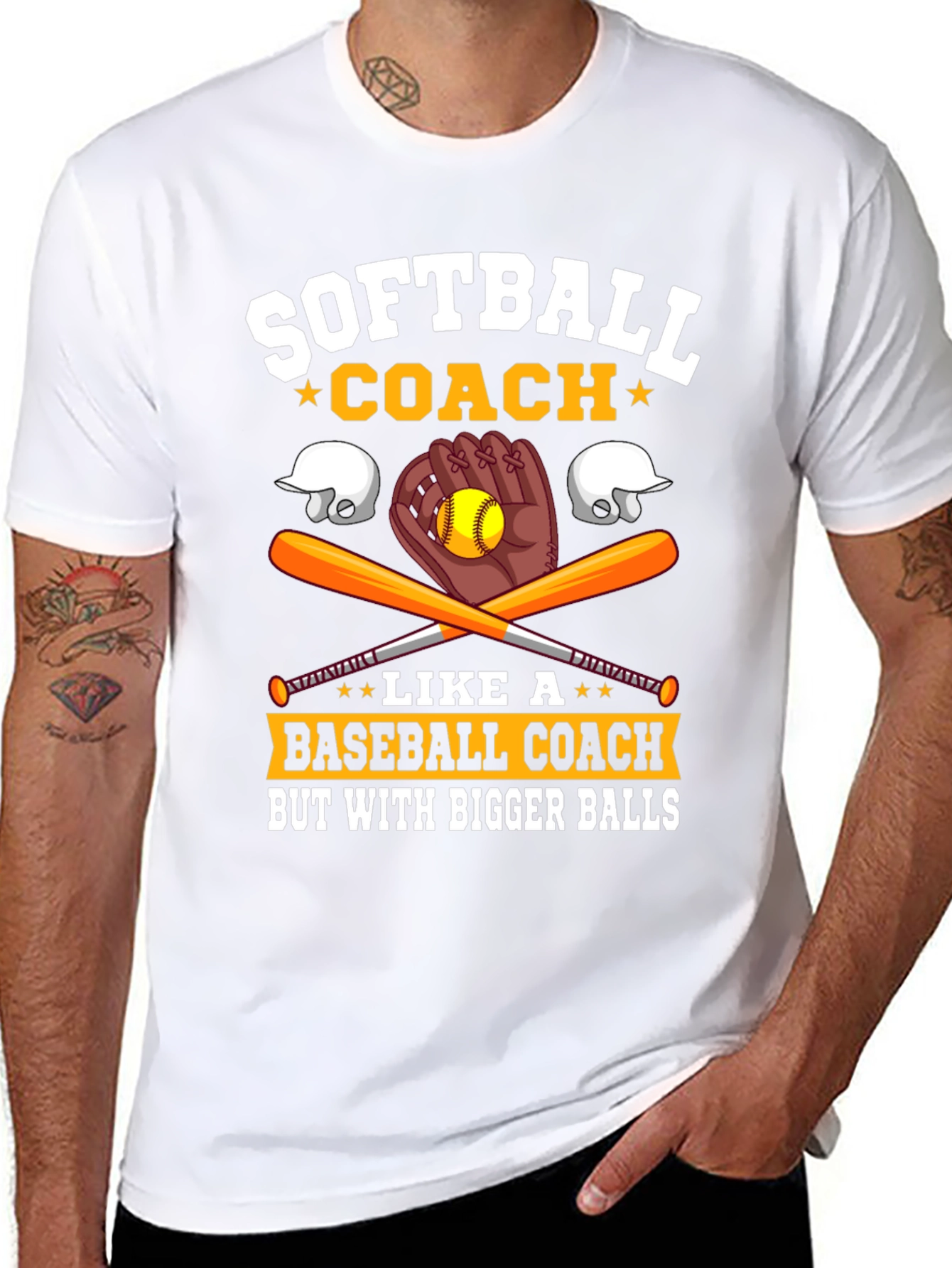 Black Softball Coach Bigger Balls Graphic Tee view 8