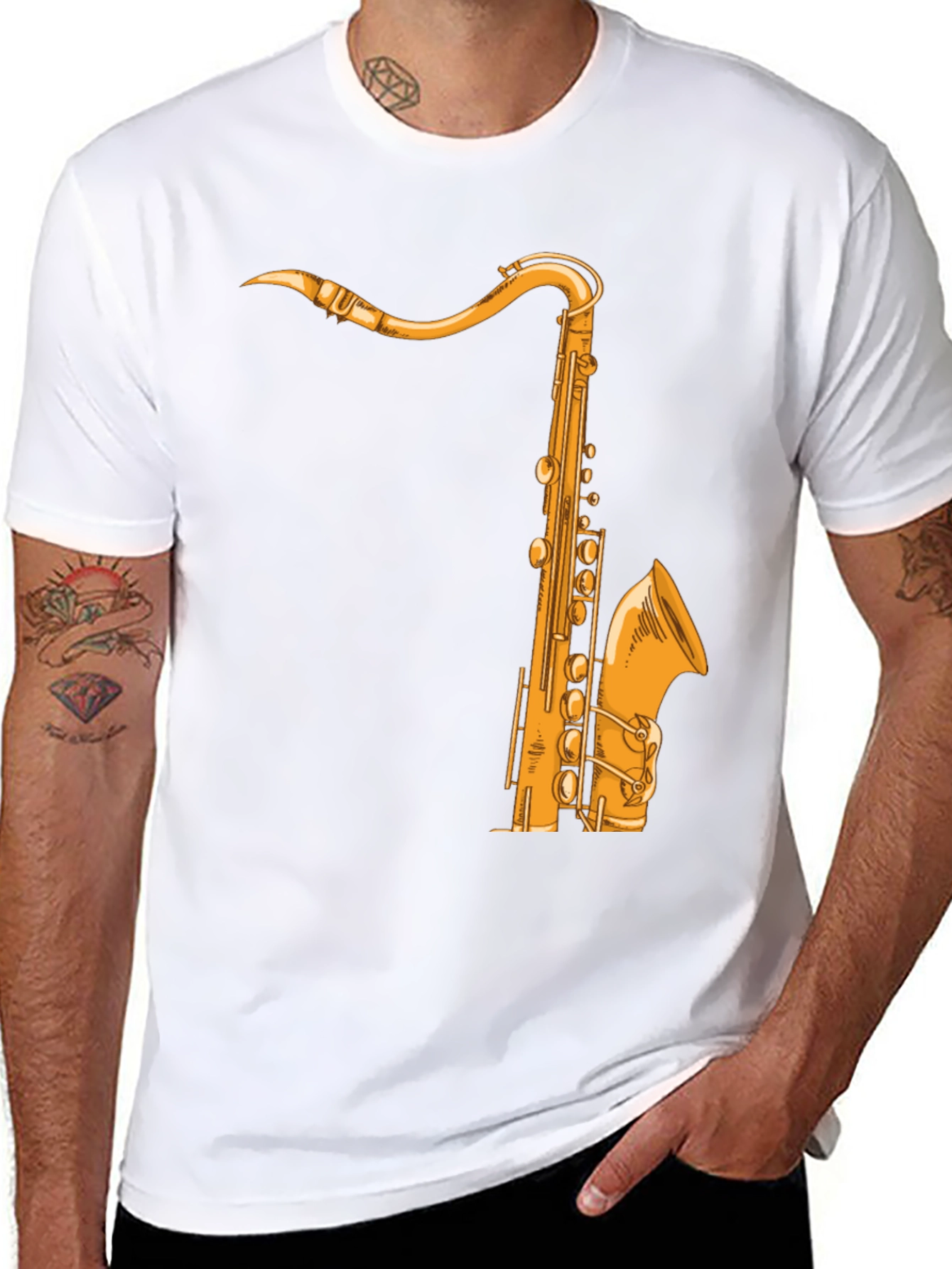 Black Saxophone Graphic Tee - Music Lover Shirt view 8