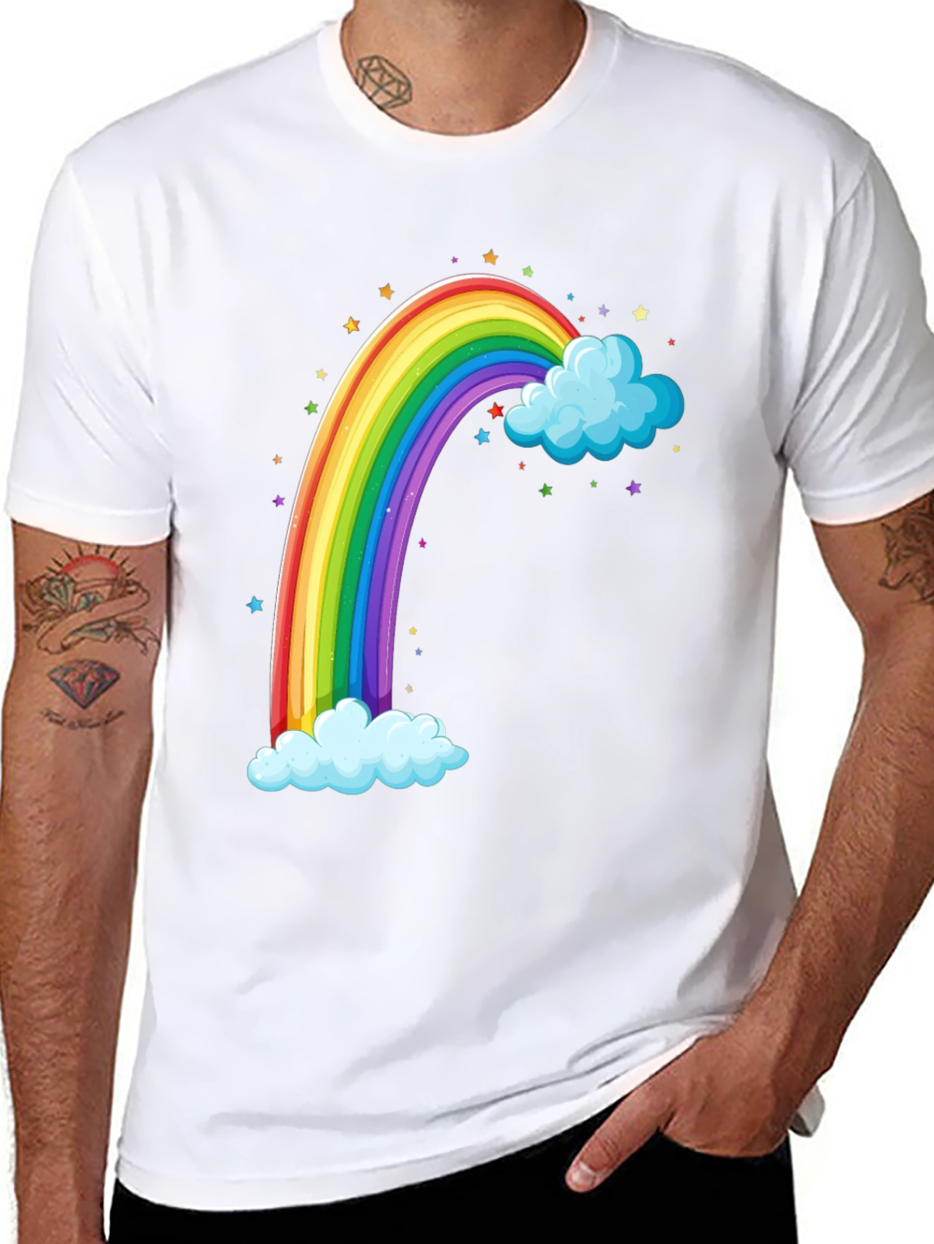 Black Rainbow & Cloud Graphic T-Shirt view 8