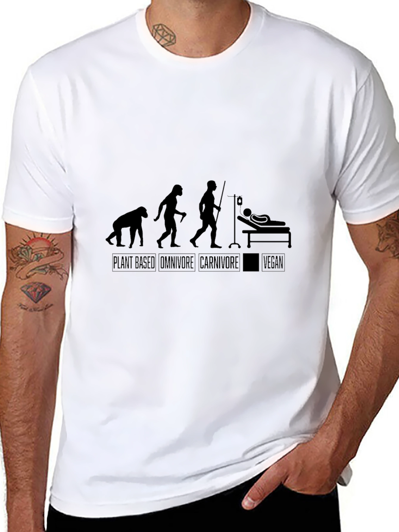 Black Vegan Evolution Black T-Shirt view 8