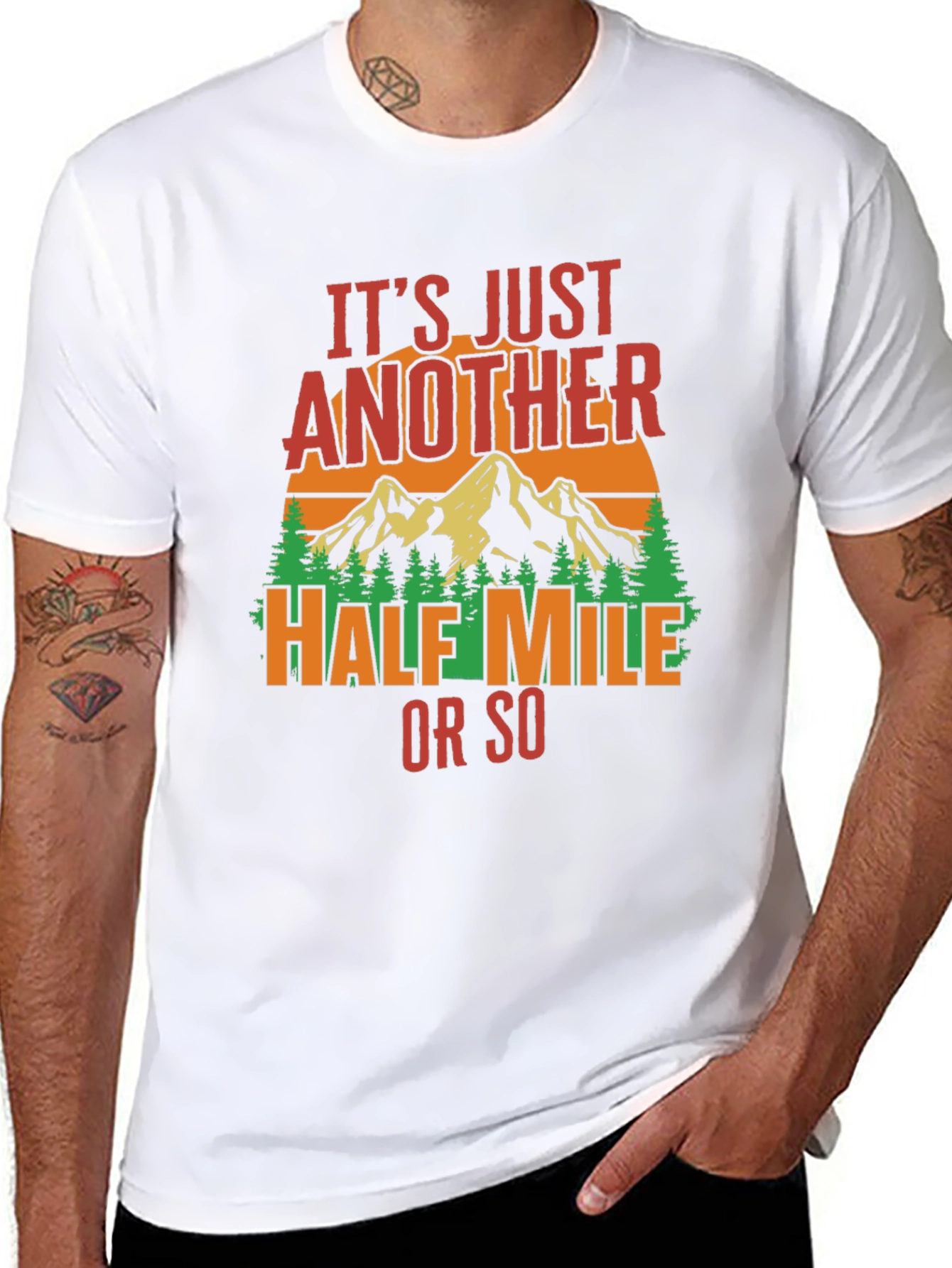 Black Hiking T-Shirt: Just Another Half Mile view 8