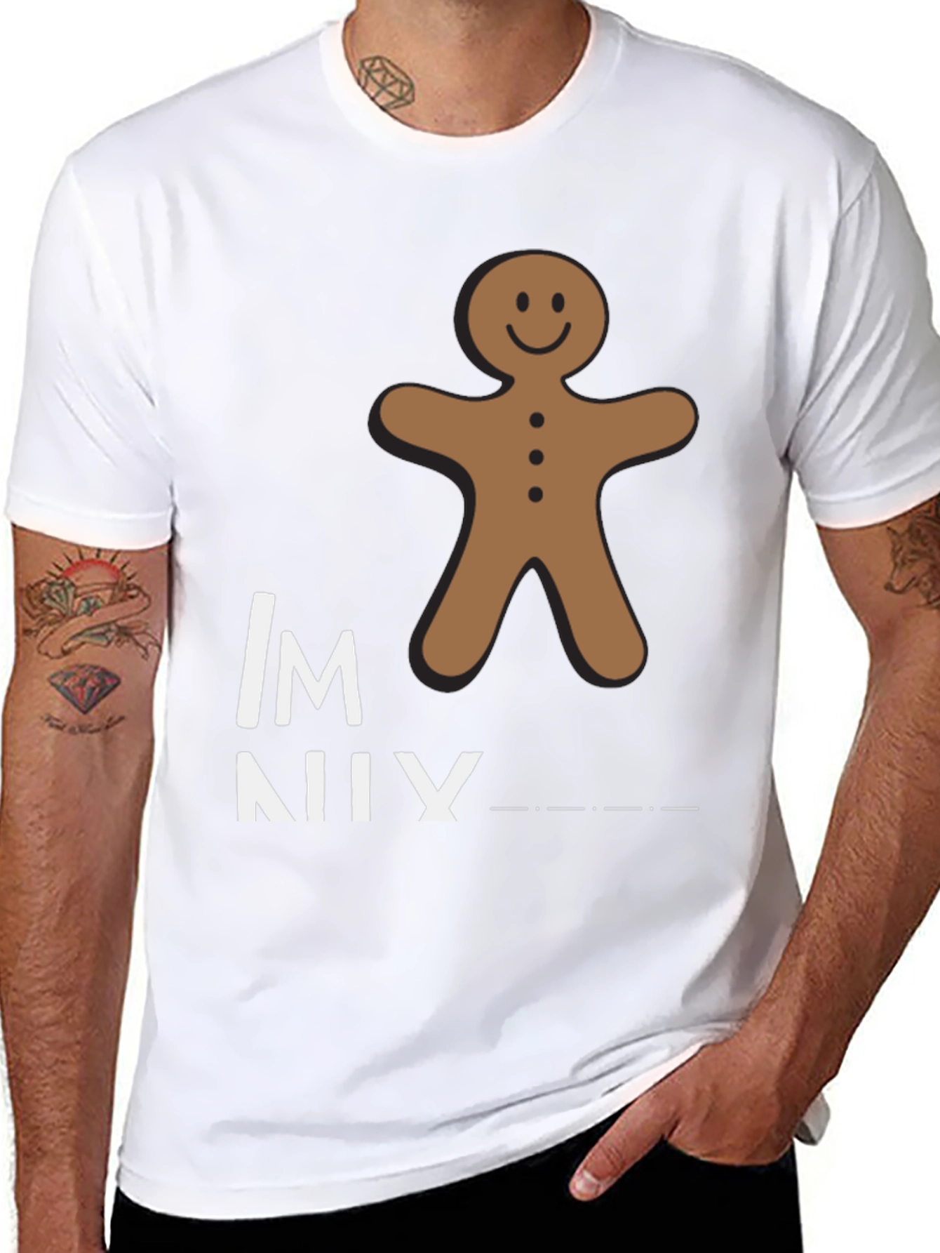 Black Gingerbread Man Funny Graphic T-Shirt view 8