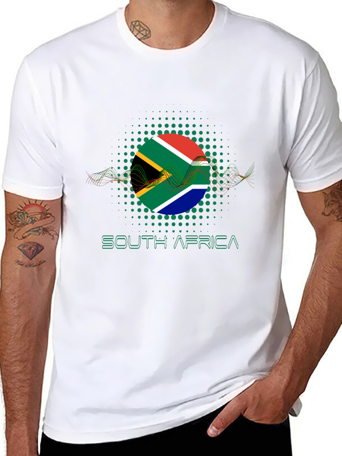 Black South Africa Flag Graphic Black T-Shirt view 8