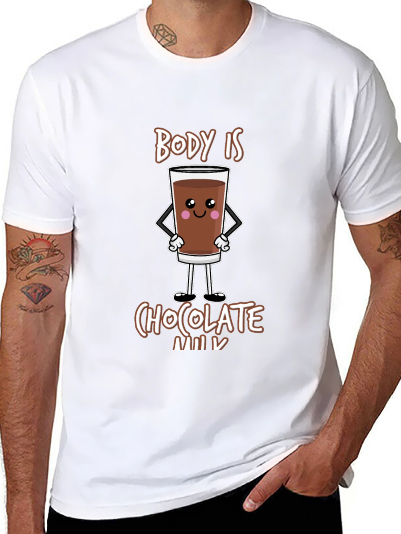 Black Funny Chocolate Milk Body T-Shirt - Unisex Tee view 8