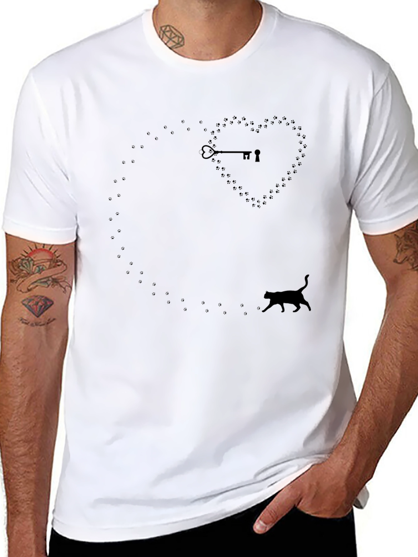 Black Key to My Heart Cat T-Shirt view 8
