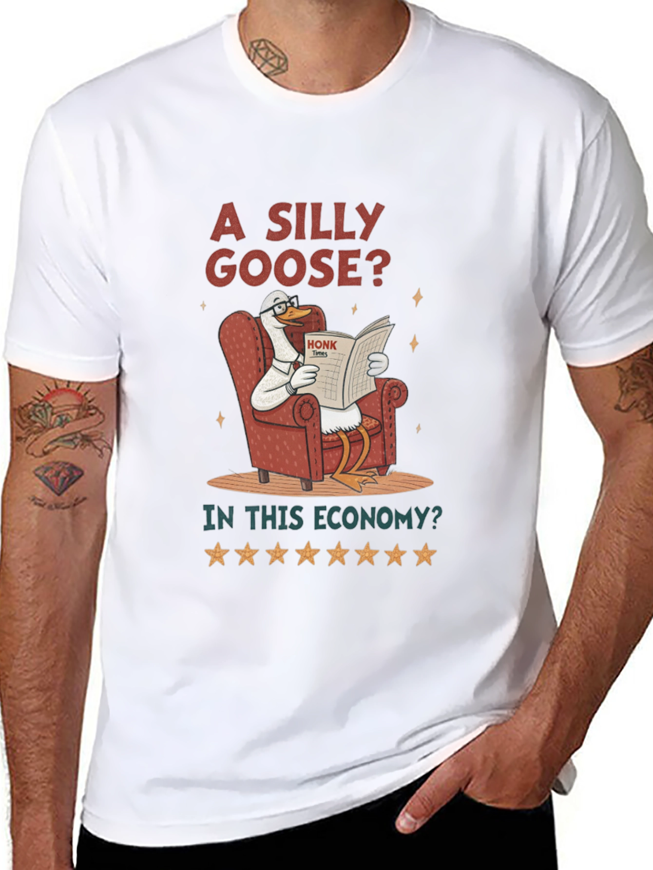 Black Silly Goose Economy T-Shirt - Humorous Graphic Tee view 8