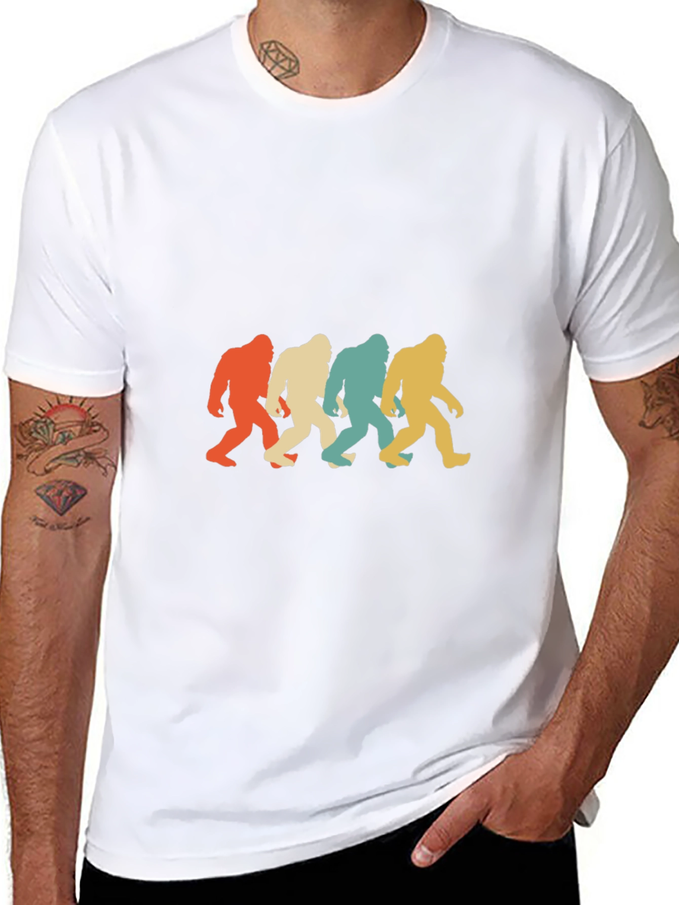 Black Retro Bigfoot T-Shirt: Sasquatch Silhouette Tee view 8