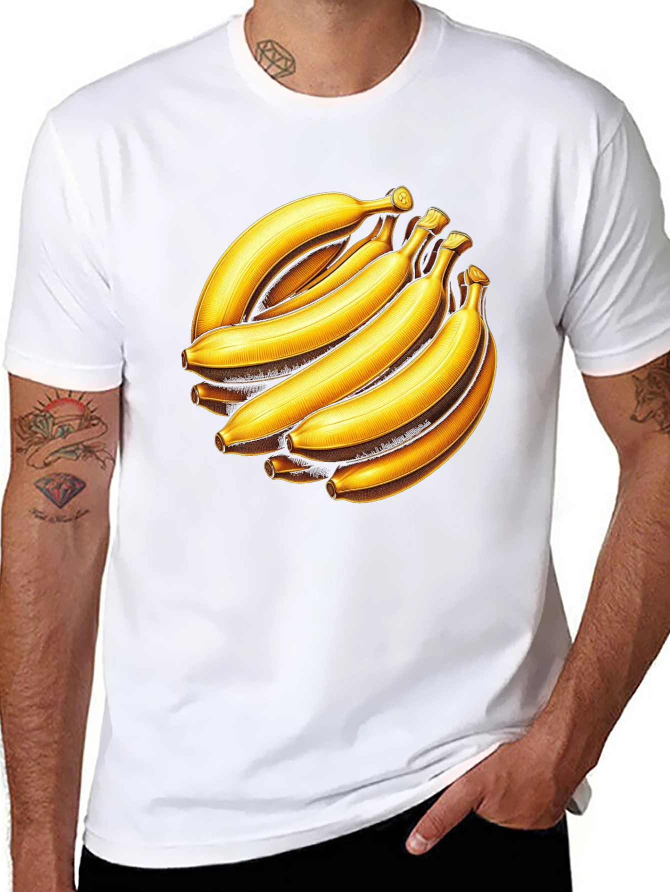 Black Banana Bunch Graphic Tee - Black Cotton Casual T-Shirt view 8