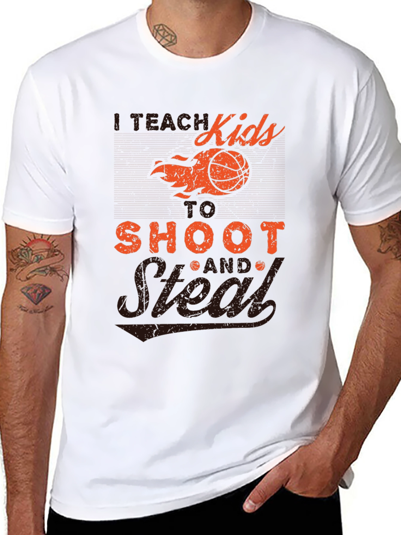 Black I Teach Kids to Shoot & Steal T-Shirt view 8