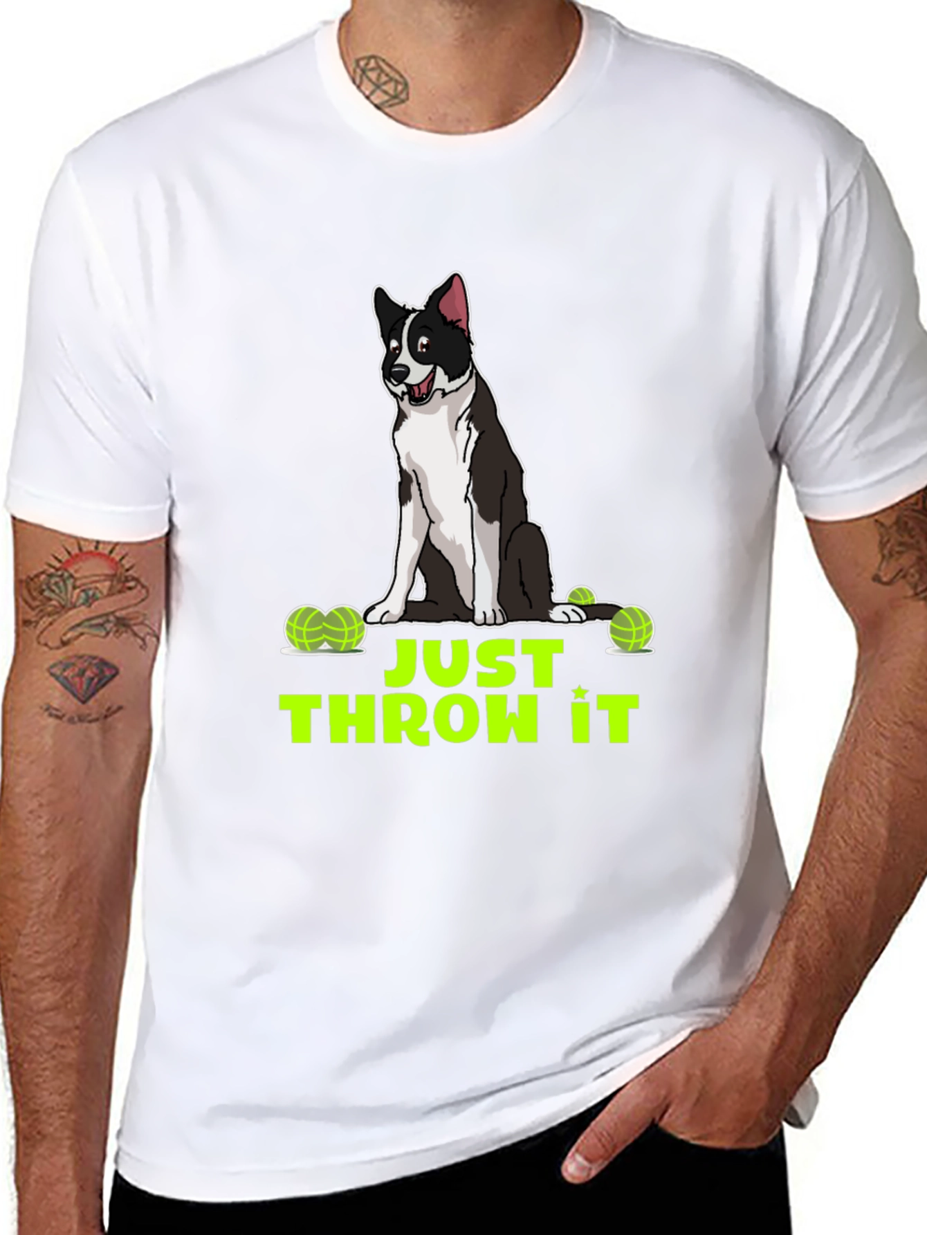 Black Just Throw It Dog Graphic T-Shirt view 8
