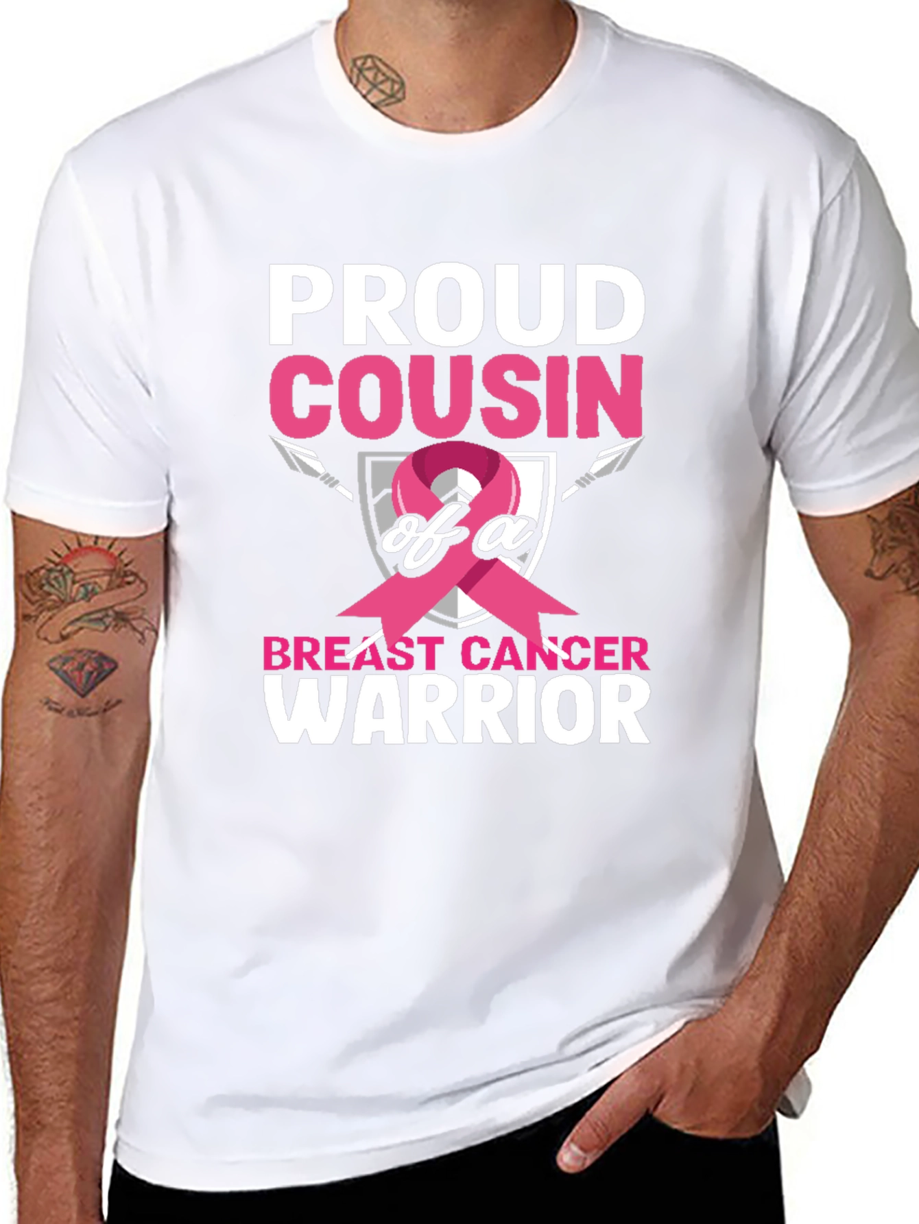 Black Proud Cousin Breast Cancer Warrior T-Shirt view 8