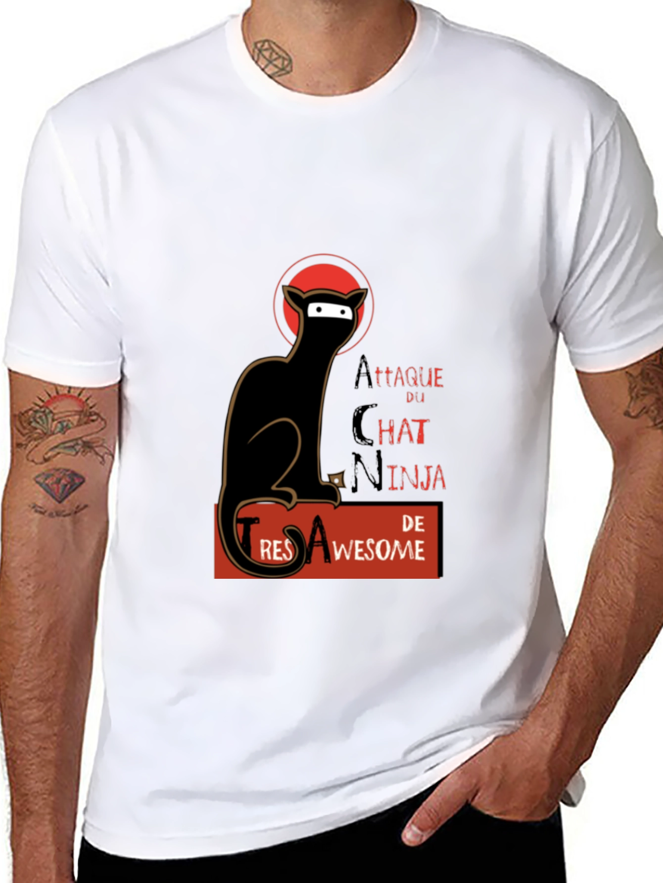 Black Attaque du Chat Ninja T-shirt view 8