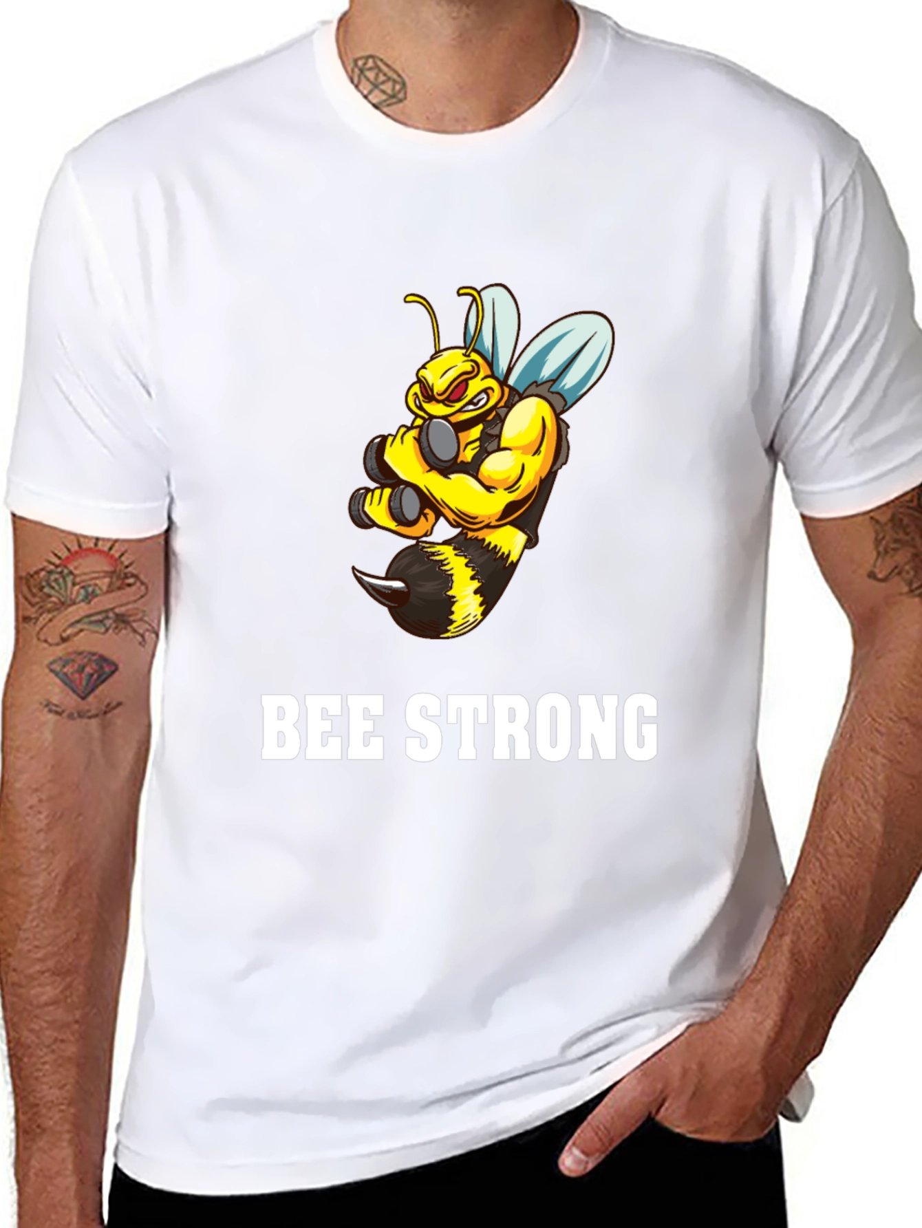 Black Bee Strong Graphic T-Shirt - Black view 8