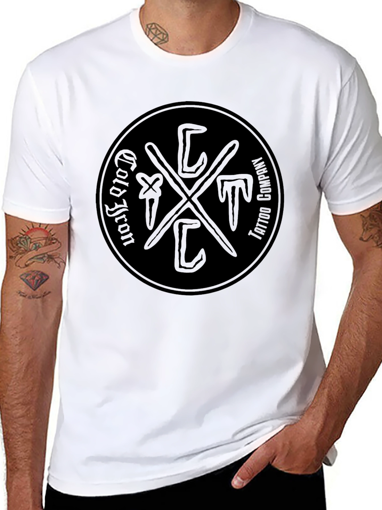 Black Cold Iron Tattoo Company Black T-Shirt view 8