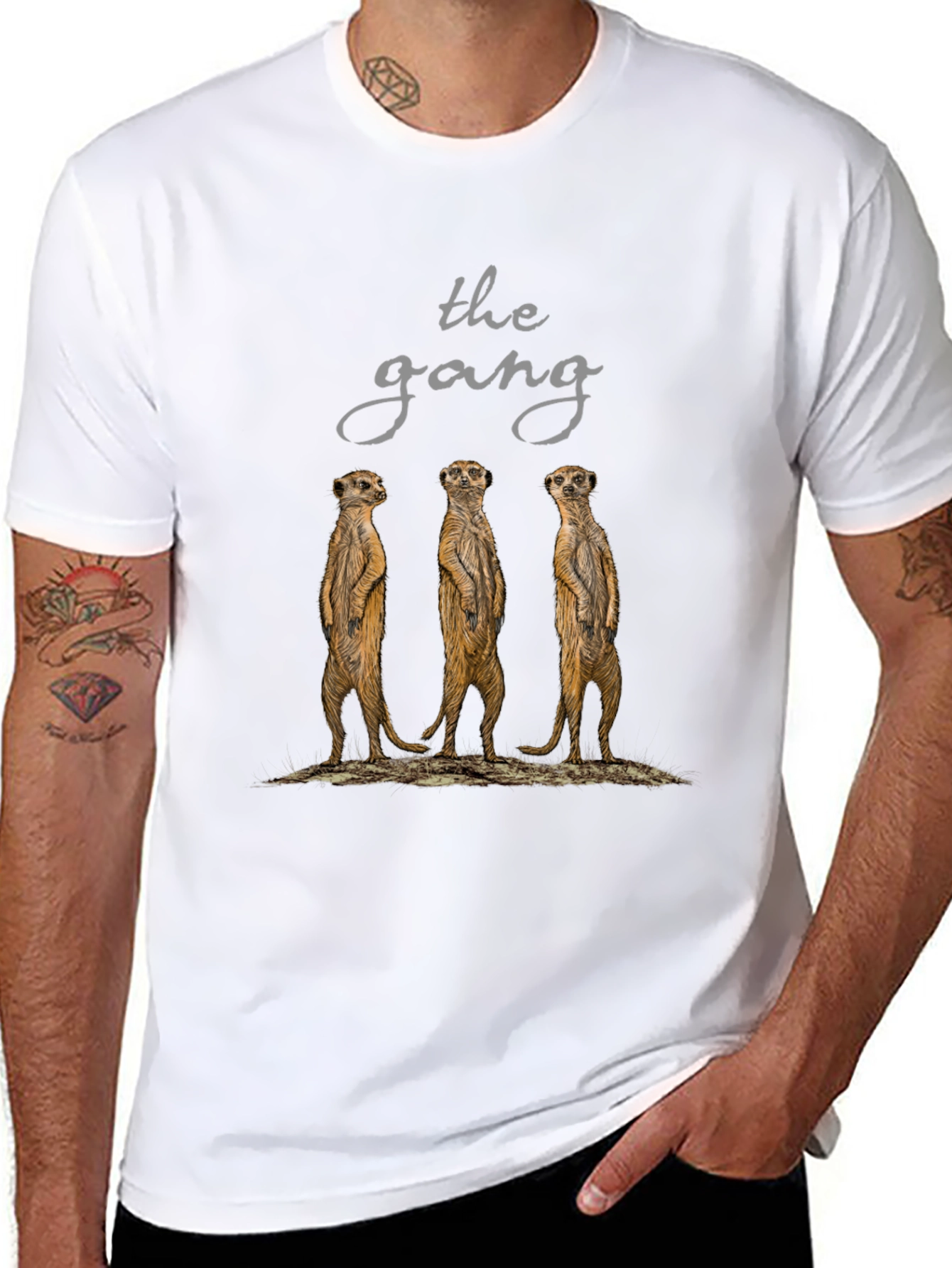 Black Meerkat Gang T-Shirt - Black Cotton Tee view 8