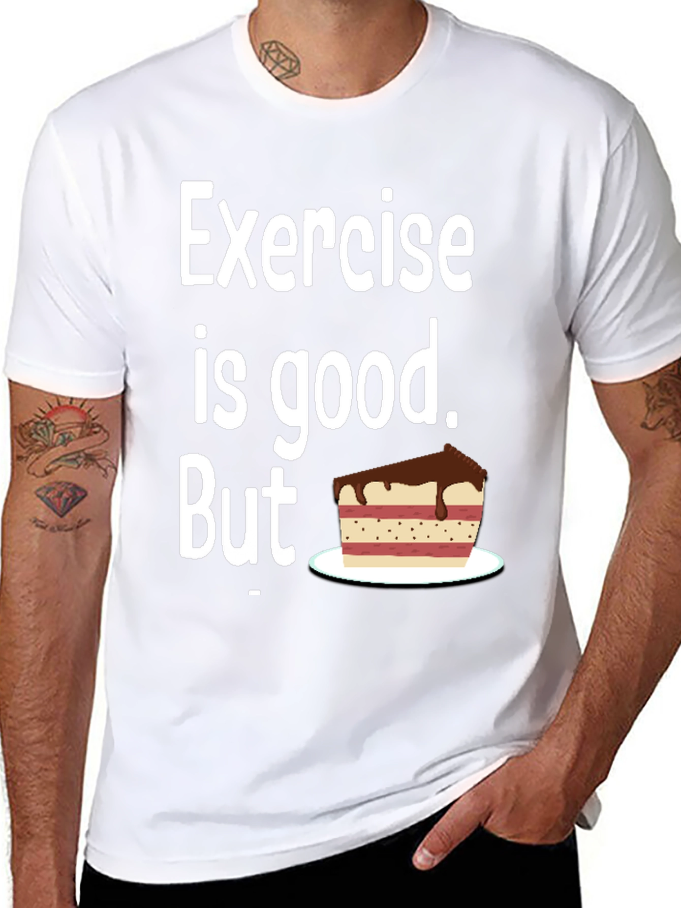 Black Funny Exercise Cake Lover T-Shirt view 8