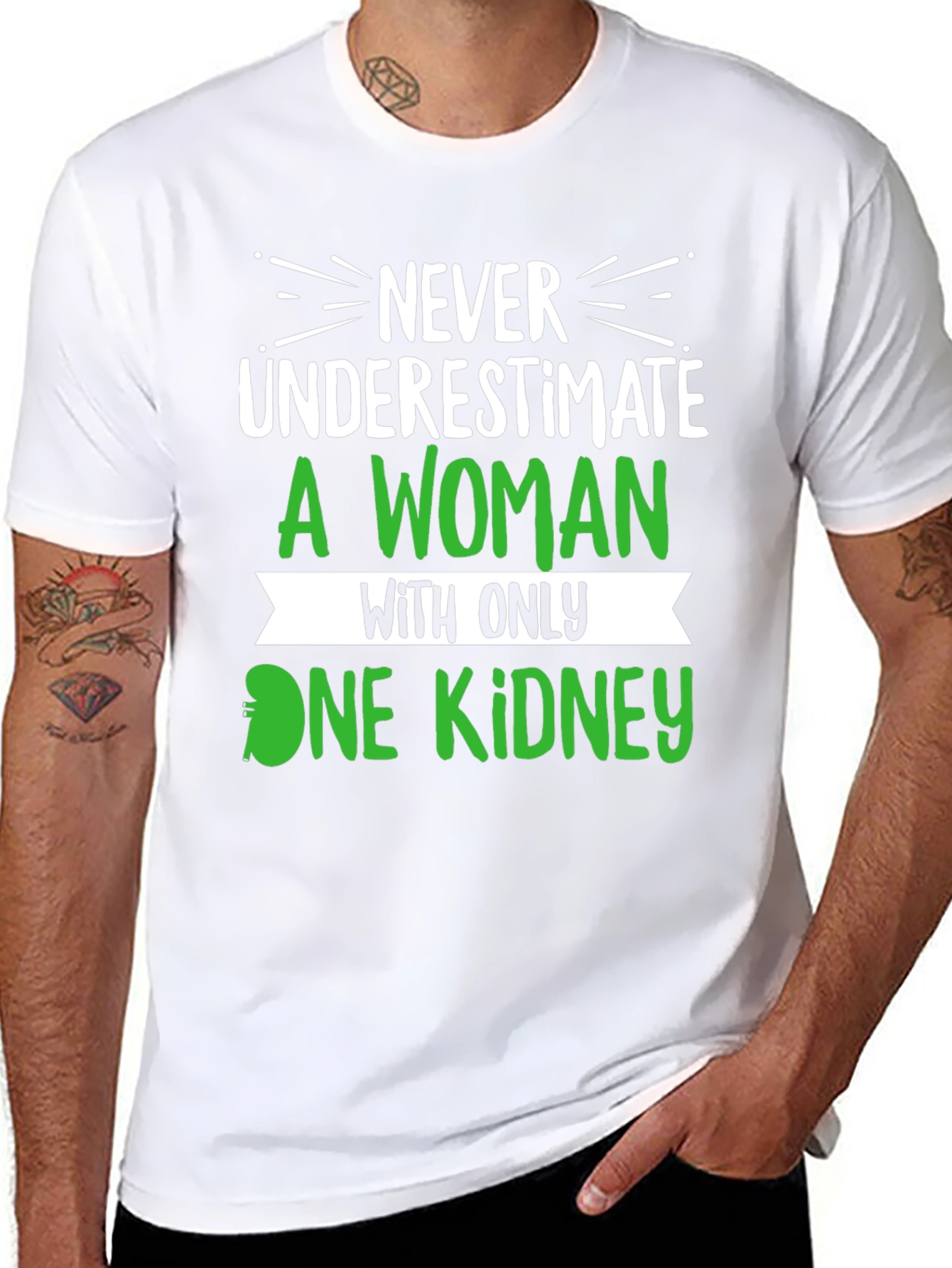Black Never Underestimate One Kidney T-Shirt view 8