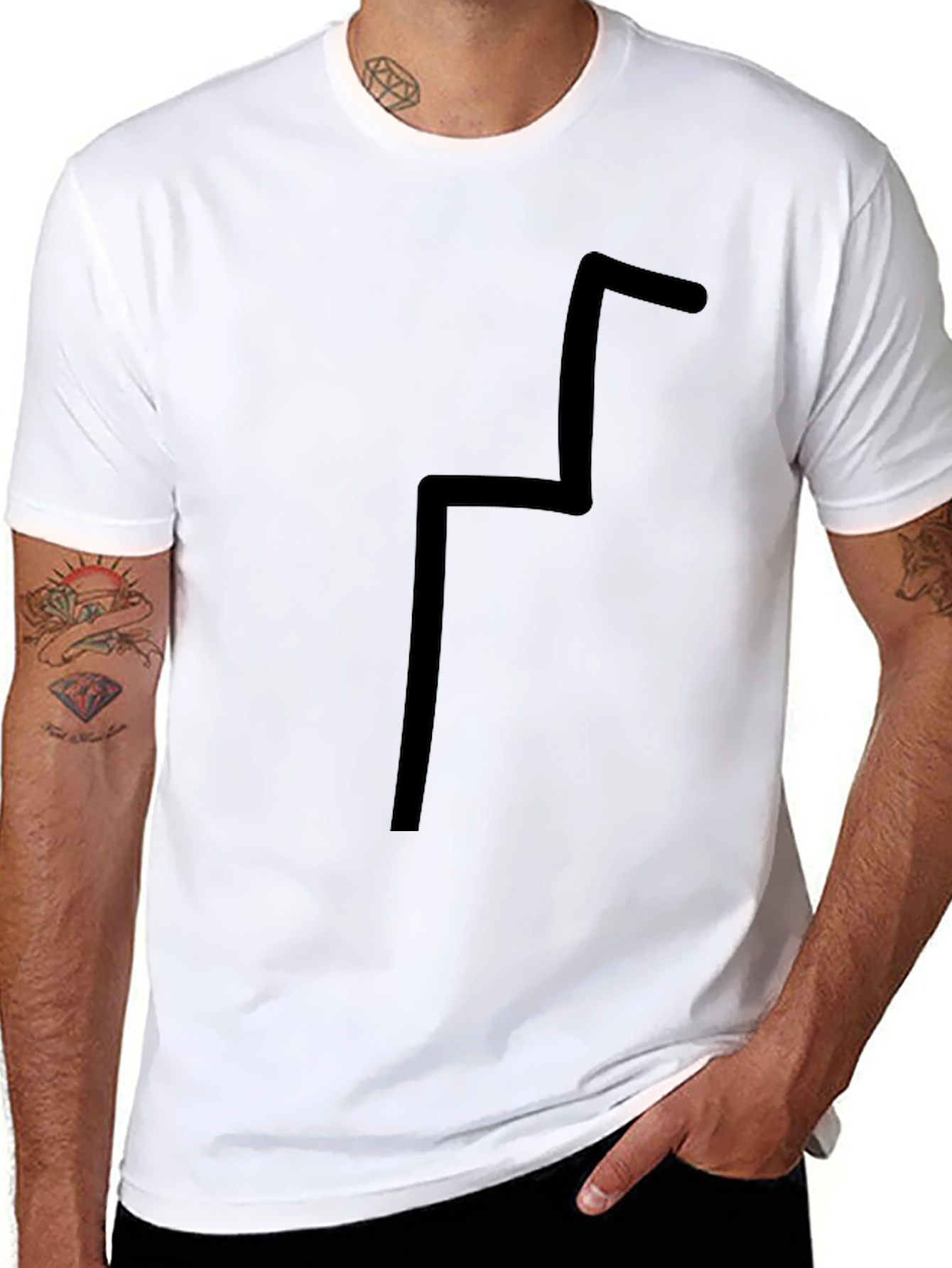 Black Unique Geometric Design Black T-Shirt view 8