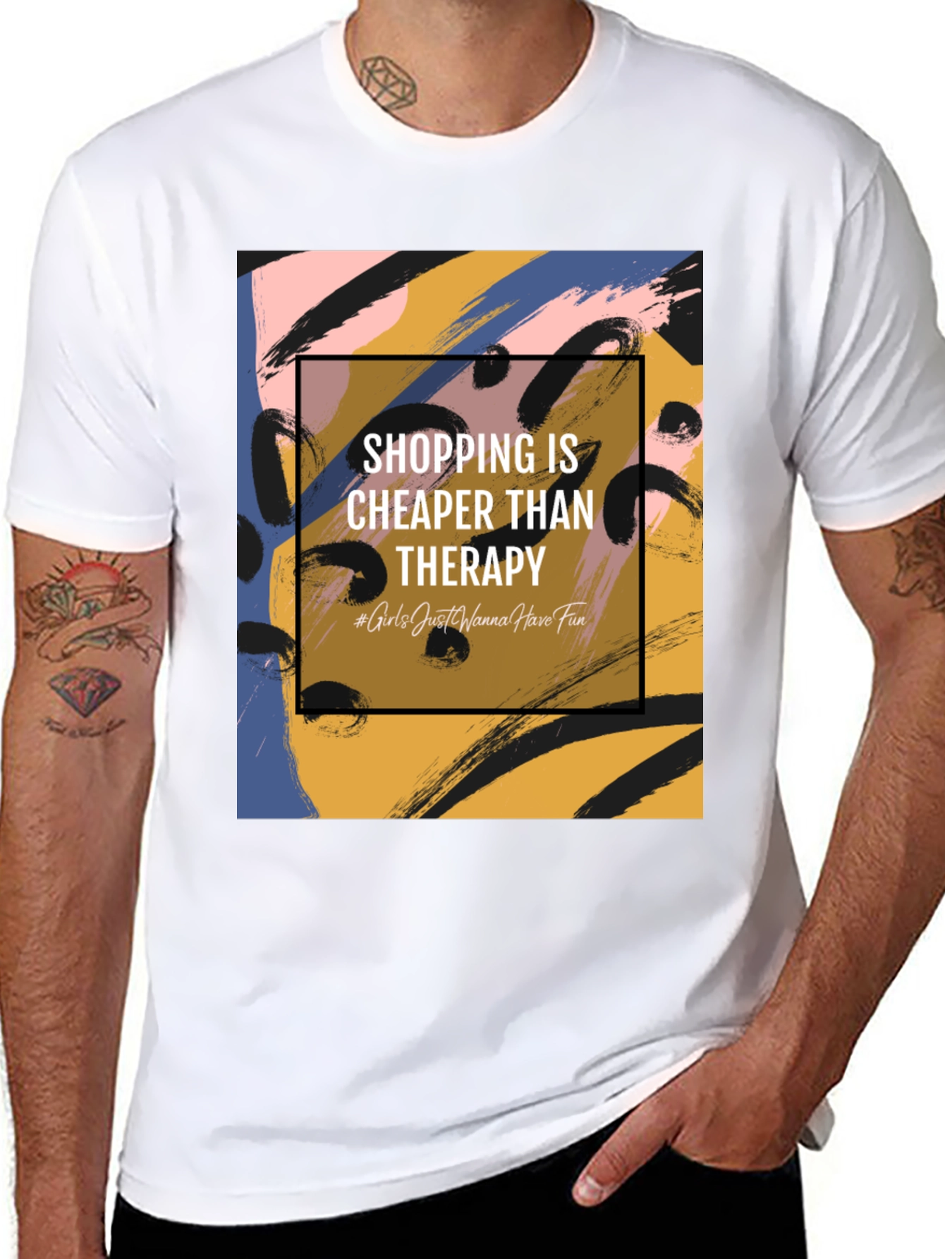 Shopping Is Cheaper Than Therapy Graphic Tee - 8