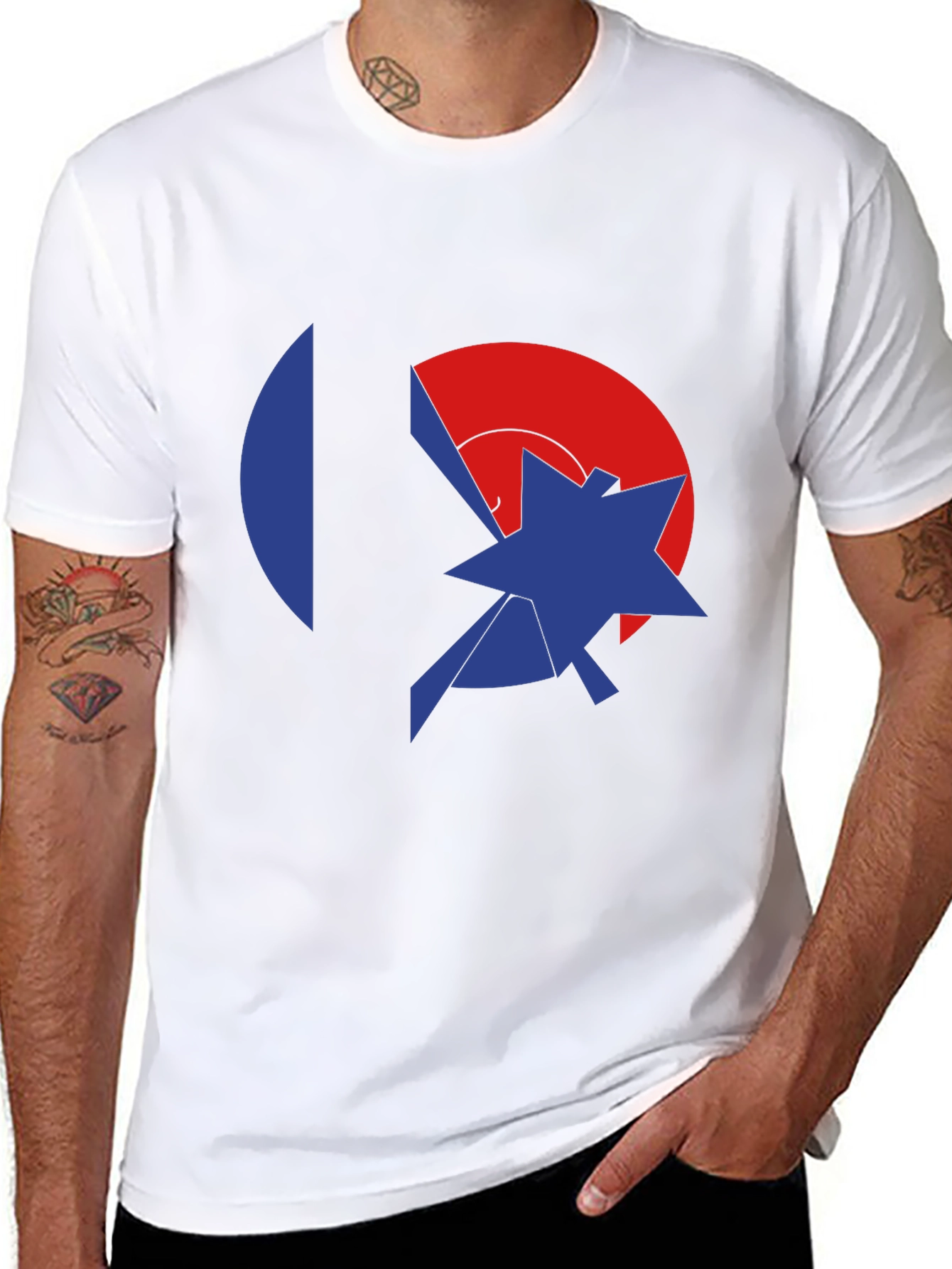 Black Abstract Graphic Black Tee - Modern Casual Style view 8