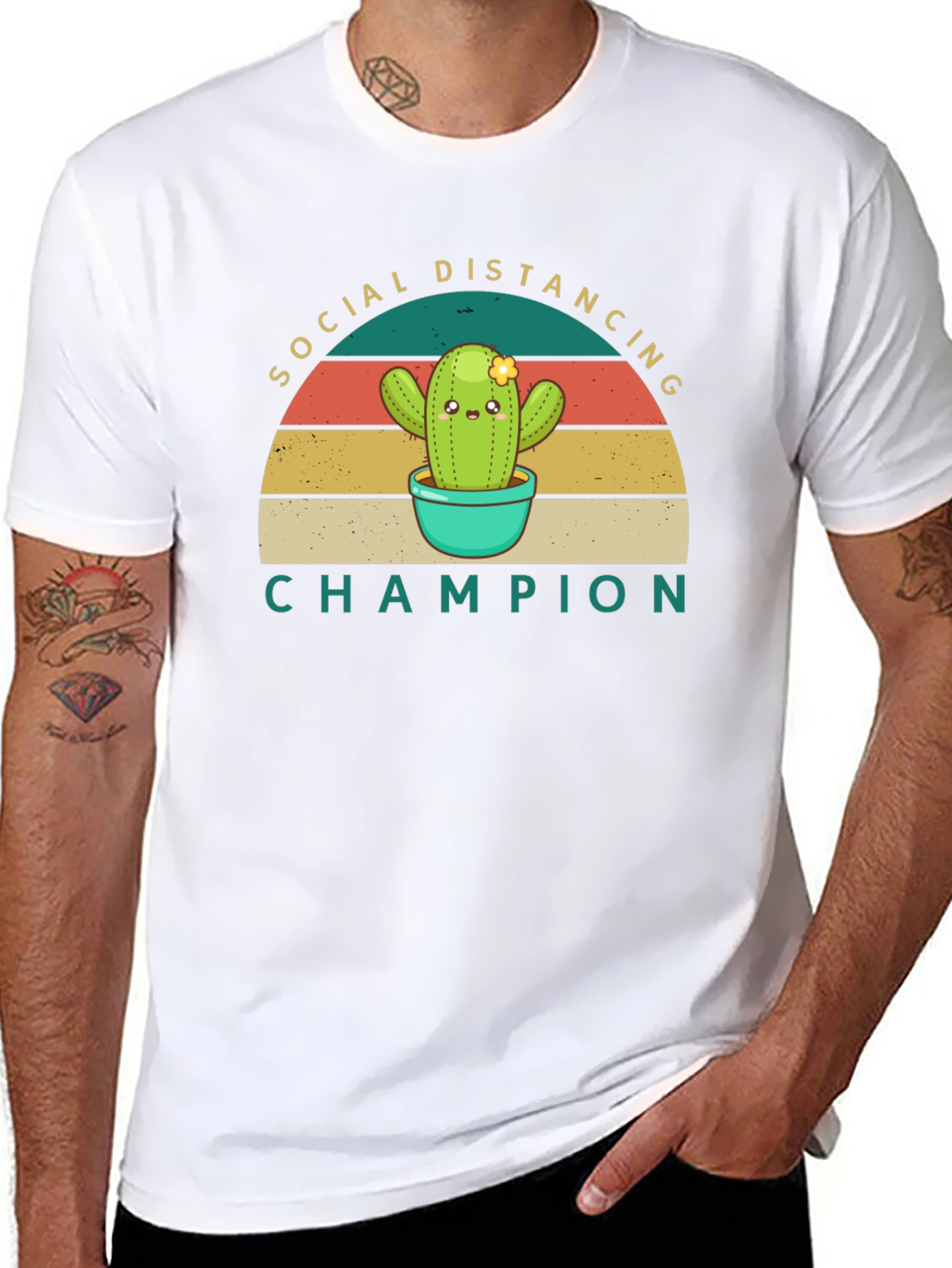 Black Social Distancing Champion Graphic Tee view 8