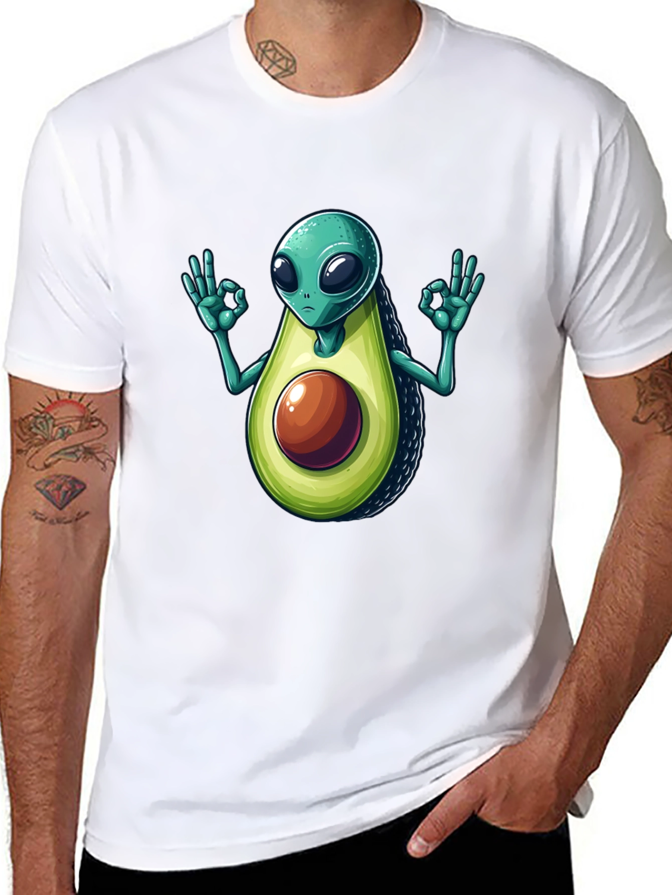Black Alien Avocado T-Shirt - Funny Graphic Tee view 8
